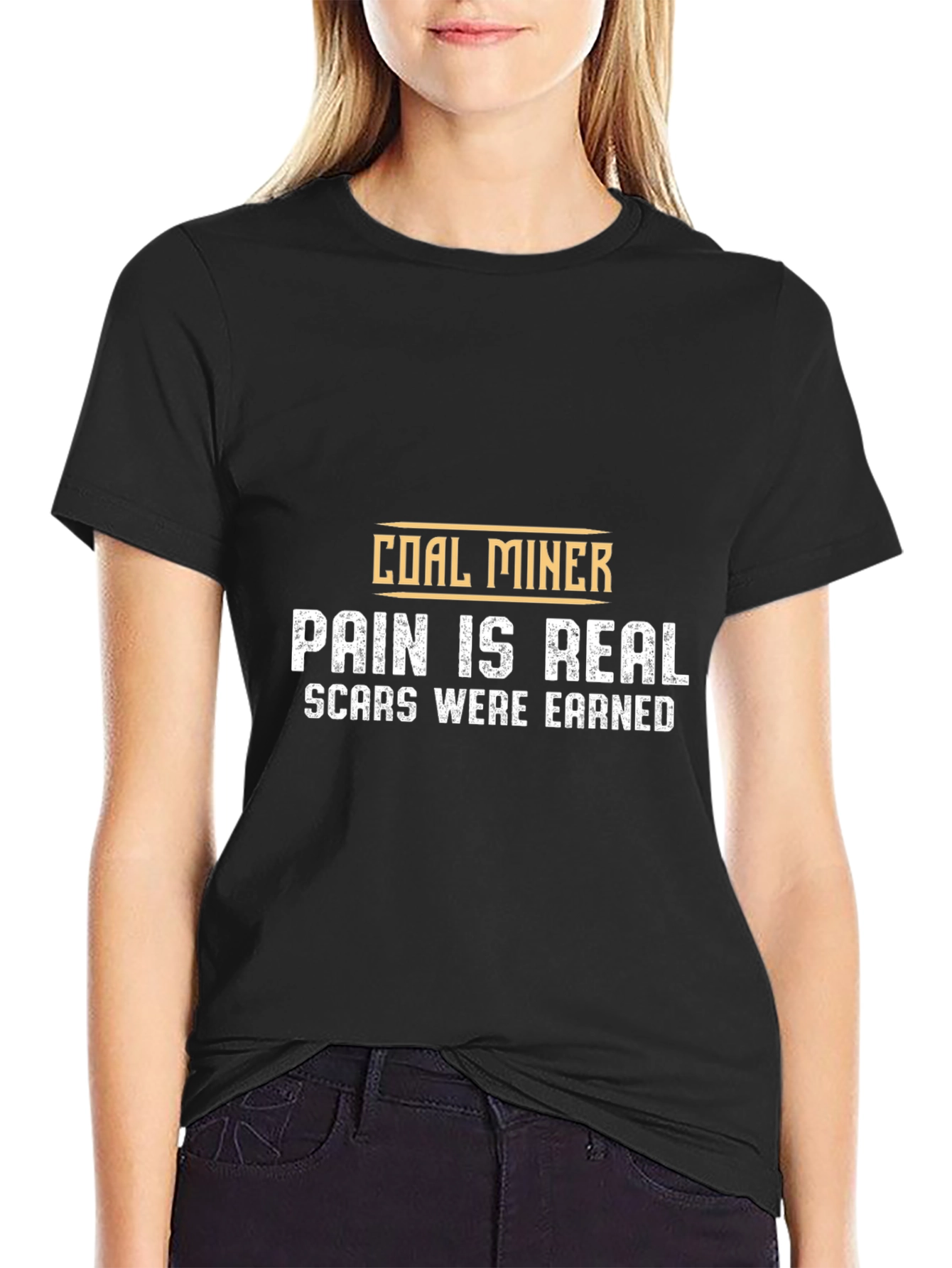 Black Coal Miner Pain is Real Graphic T-Shirt view 2