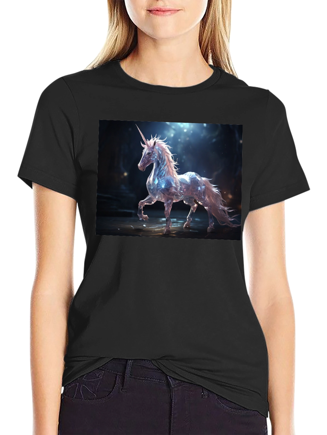 Black Mystical Unicorn Graphic Tee - Black view 2