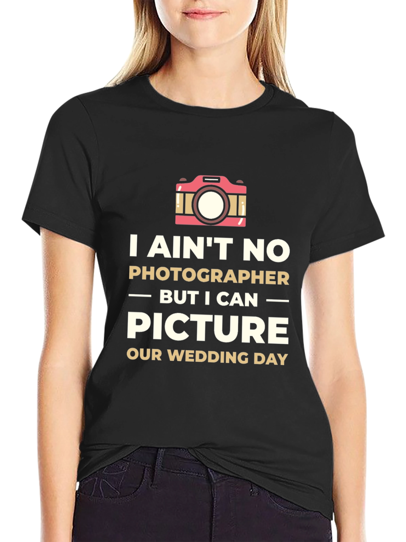 Black Humorous Wedding Photographer T-Shirt view 2