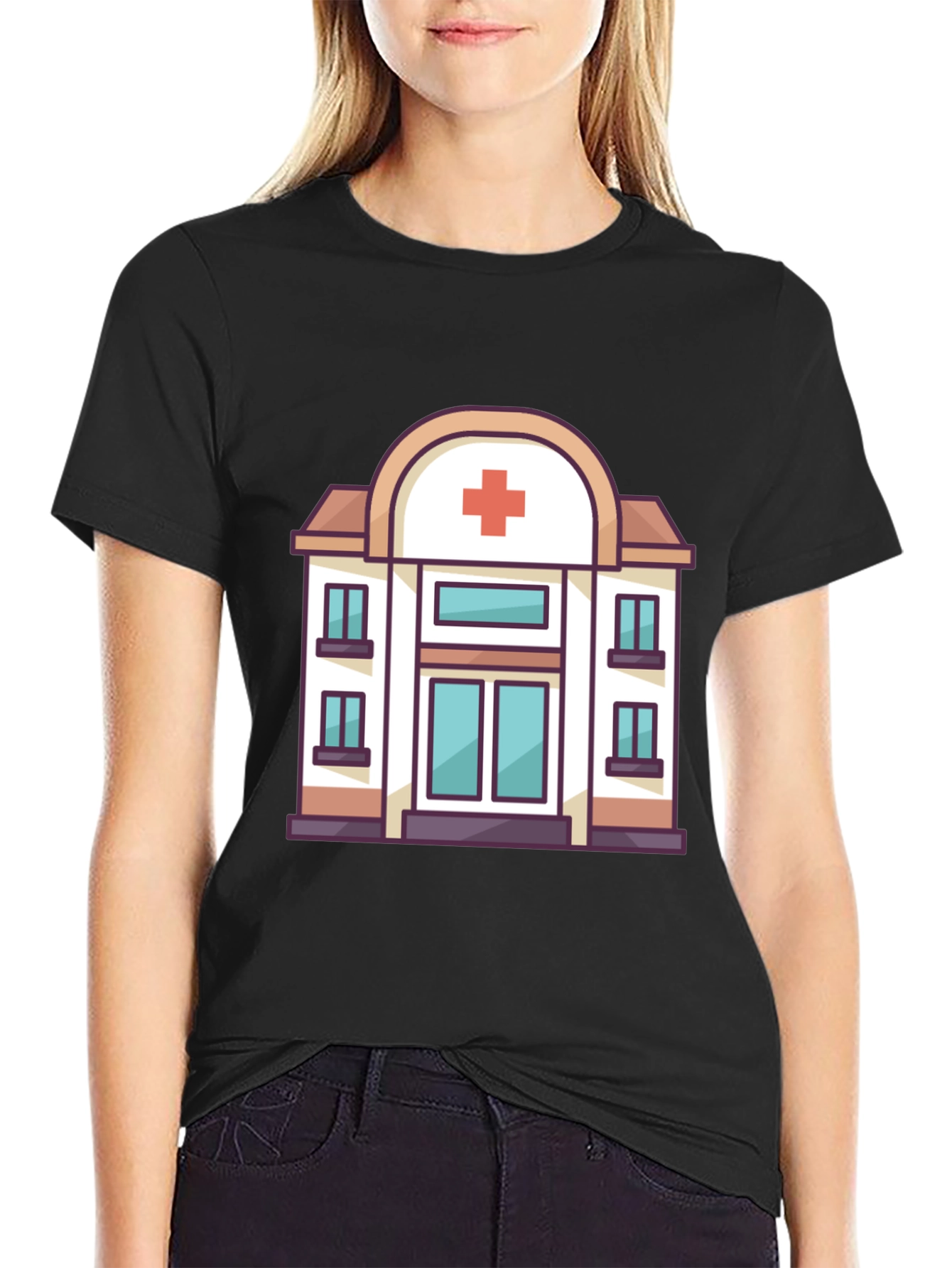 Hospital Graphic Tee - Black Cotton T-Shirt - 2