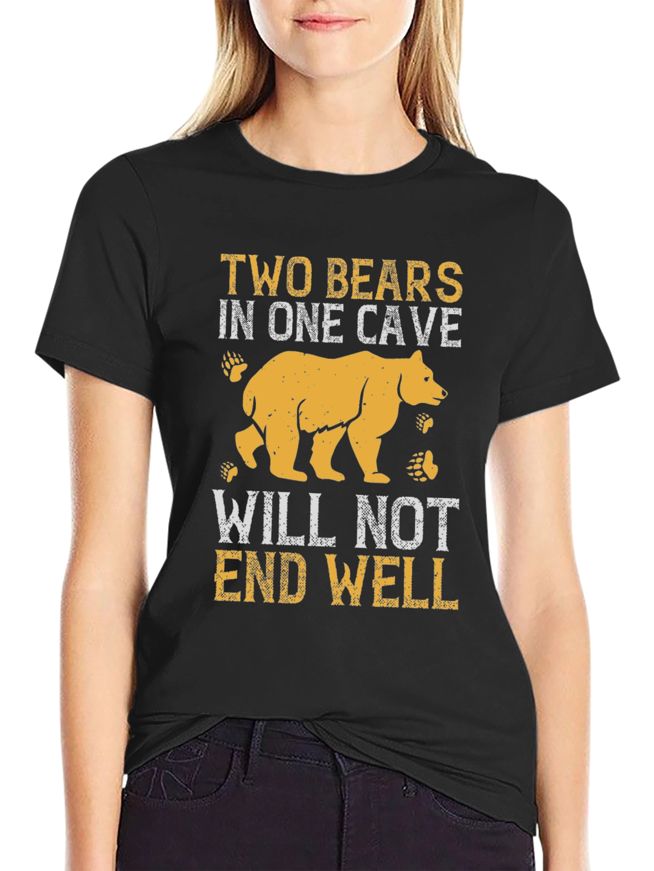 Black Two Bears in One Cave Graphic Tee view 2