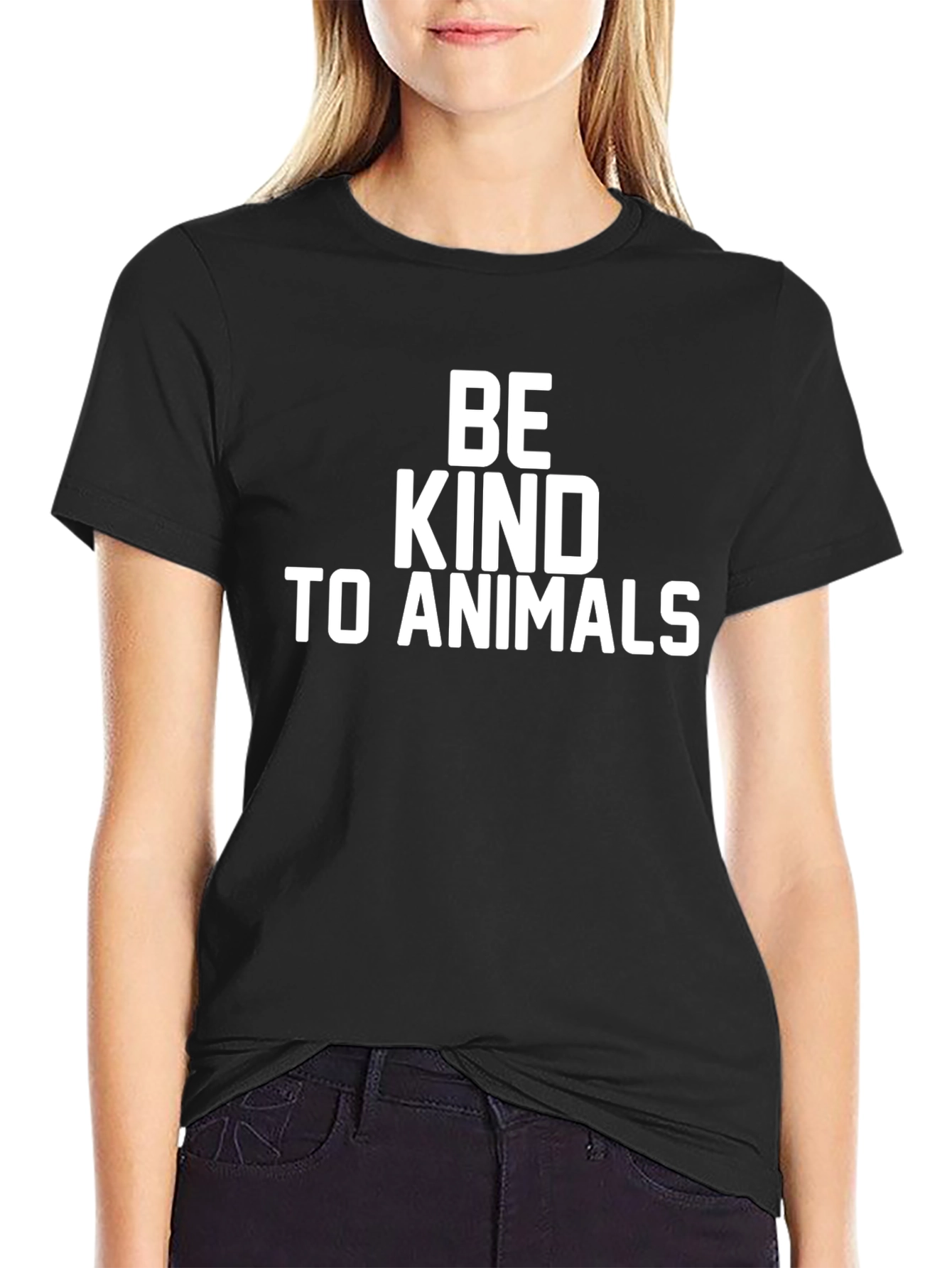 Black Be Kind to Animals Black T-Shirt view 2