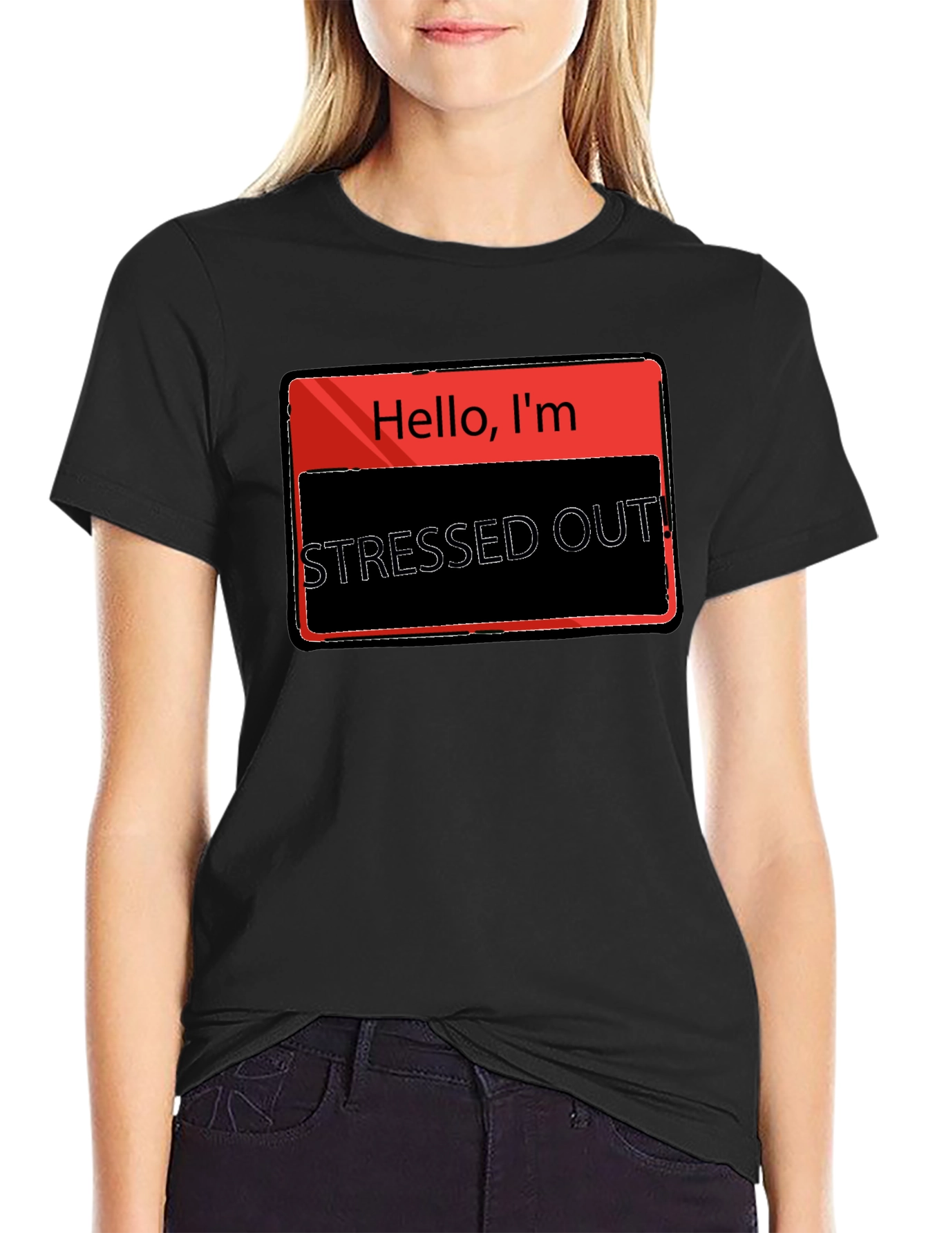 Black Stressed Out T-Shirt - Funny Graphic Tee view 2
