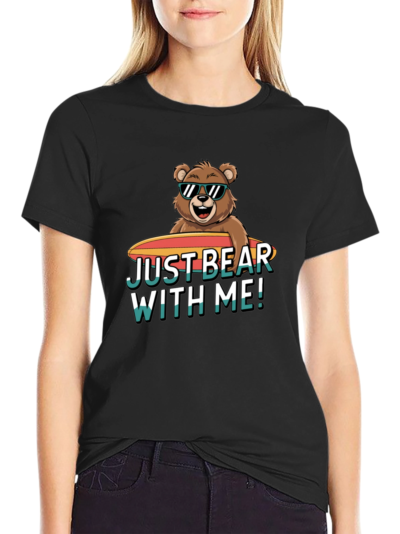 Black Just Bear With Me T-Shirt view 2