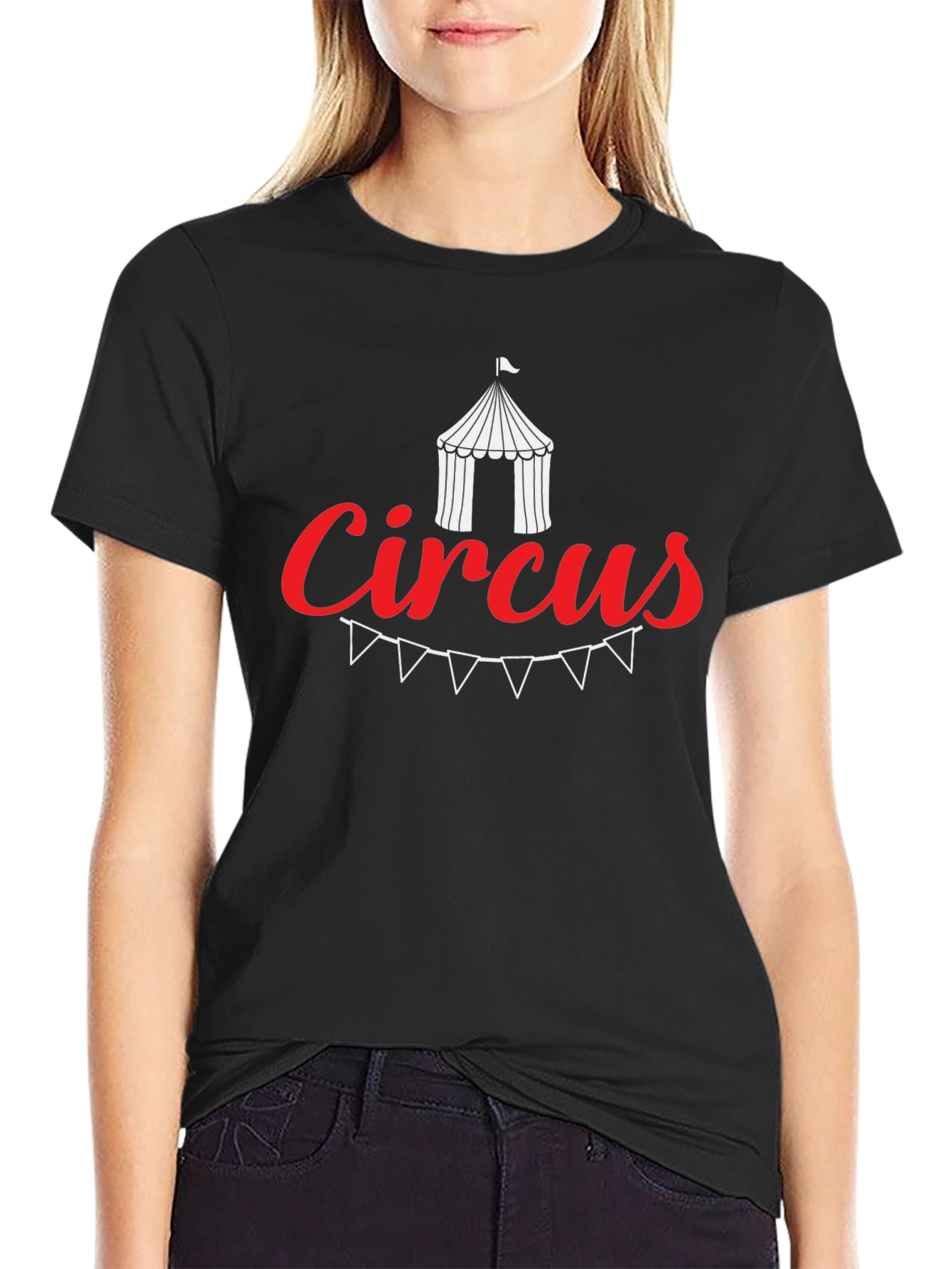 Black Circus Theme Graphic Tee - Soft Cotton Blend view 2
