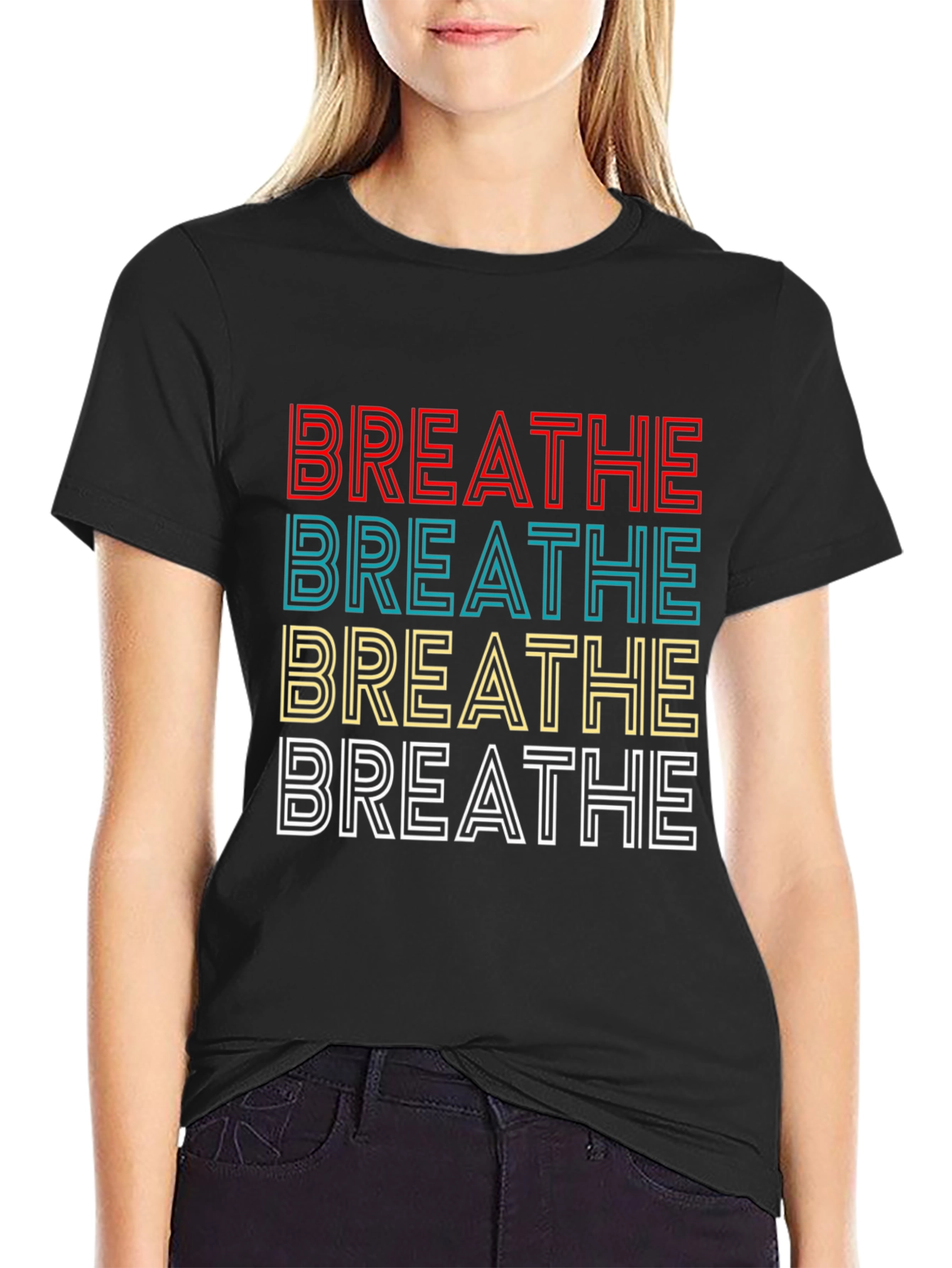Black Breathe Graphic T-Shirt - Trendy Comfort view 2