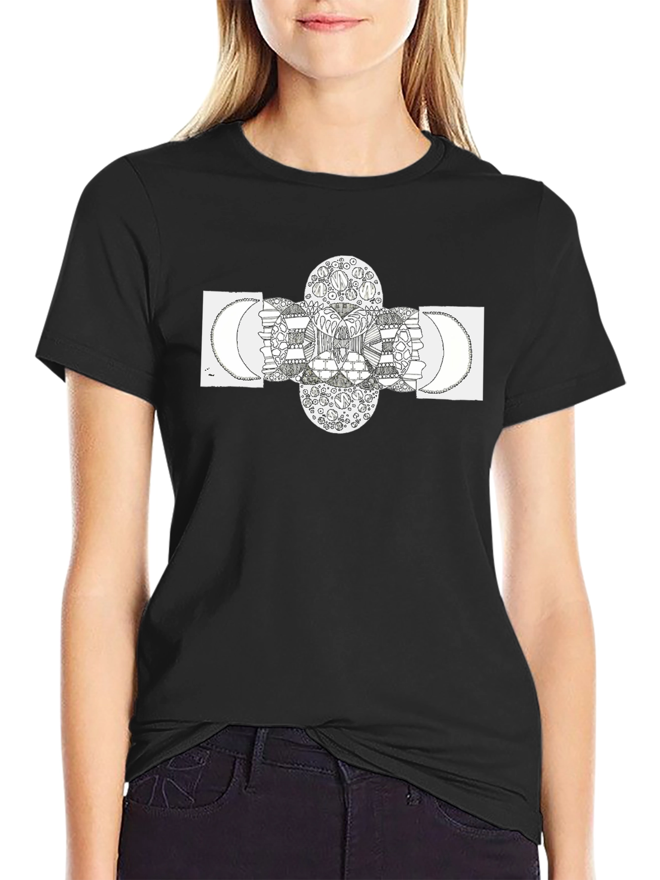 Black Abstract Graphic Print Black T-Shirt view 2
