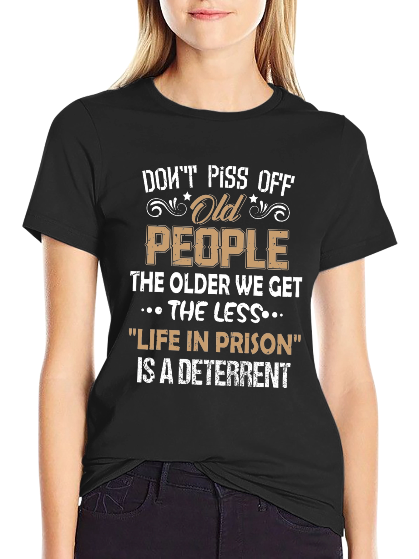 Black Don't Piss Off Old People Graphic T-Shirt view 2