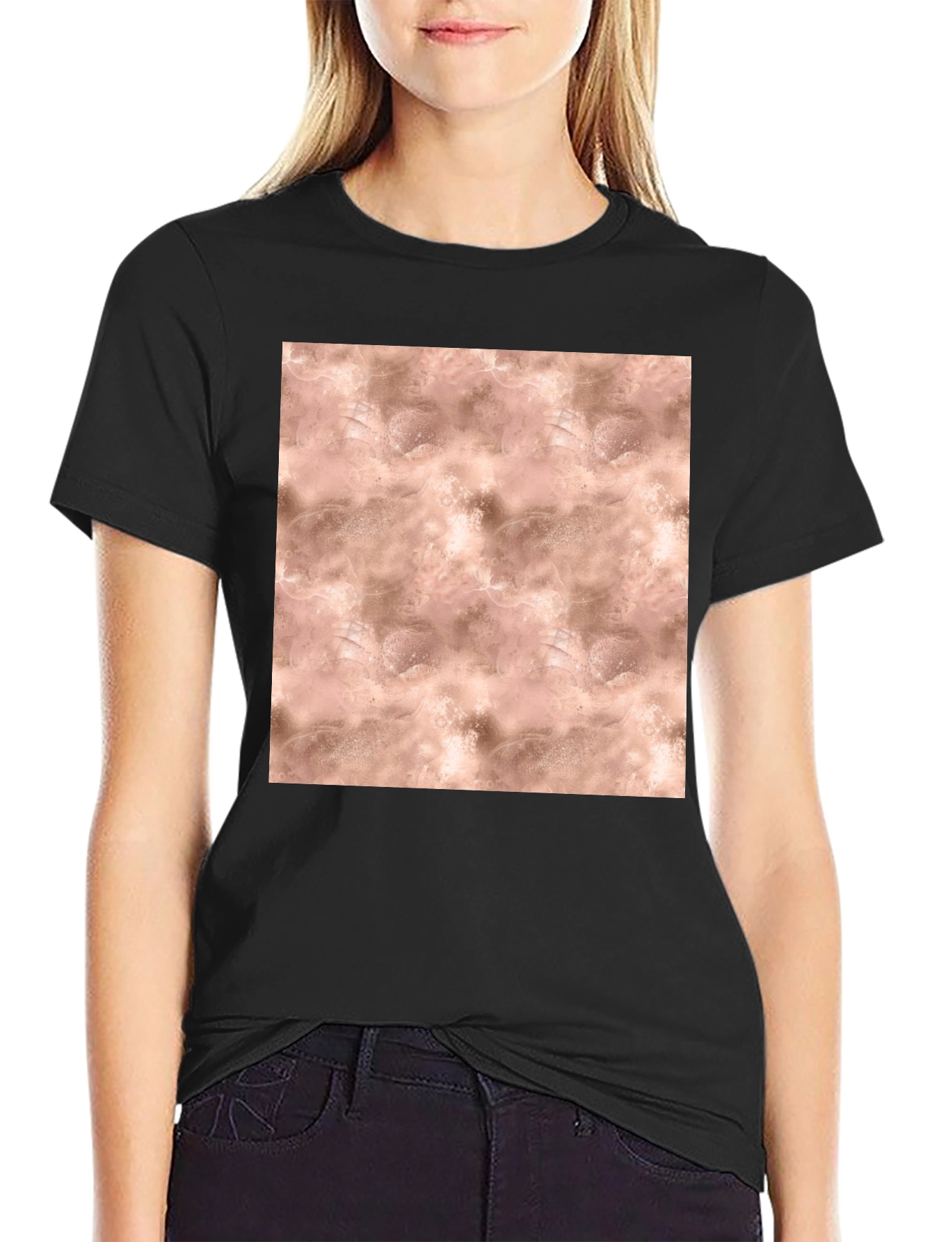 Black Abstract Blush Pattern T-Shirt view 2