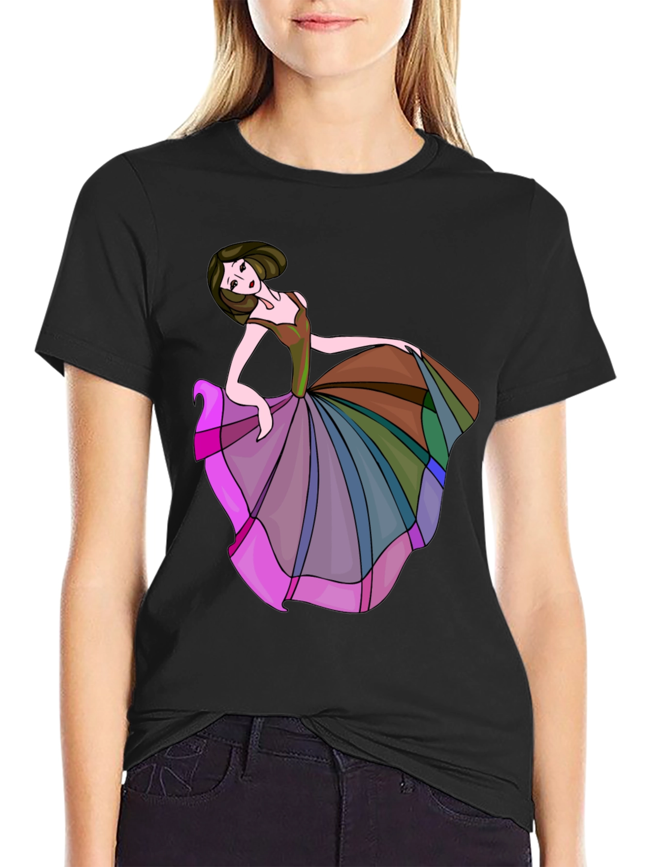 Black Artistic Dancer Graphic T-Shirt view 2