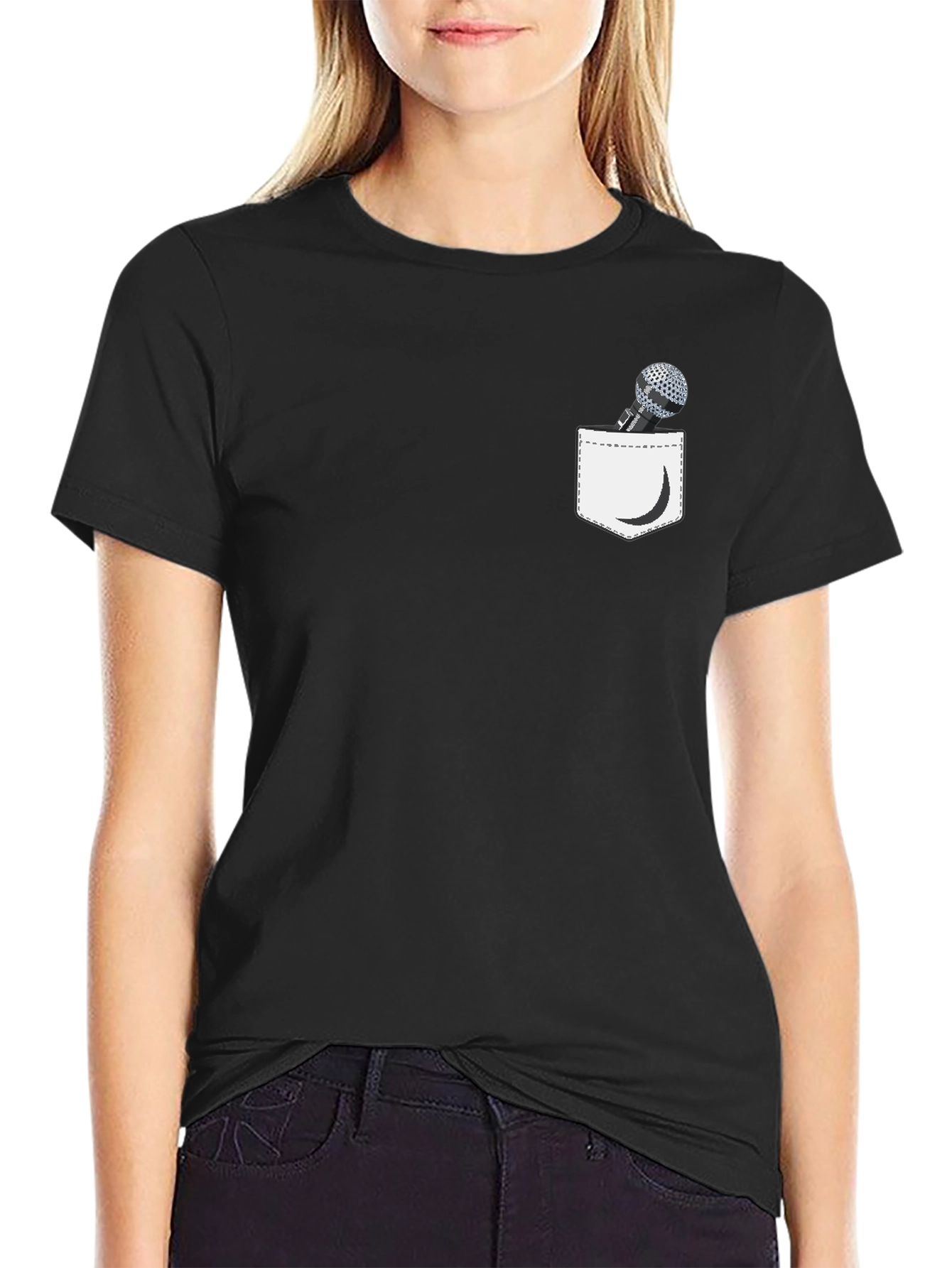 Black Microphone Pocket Graphic Tee - Black view 2