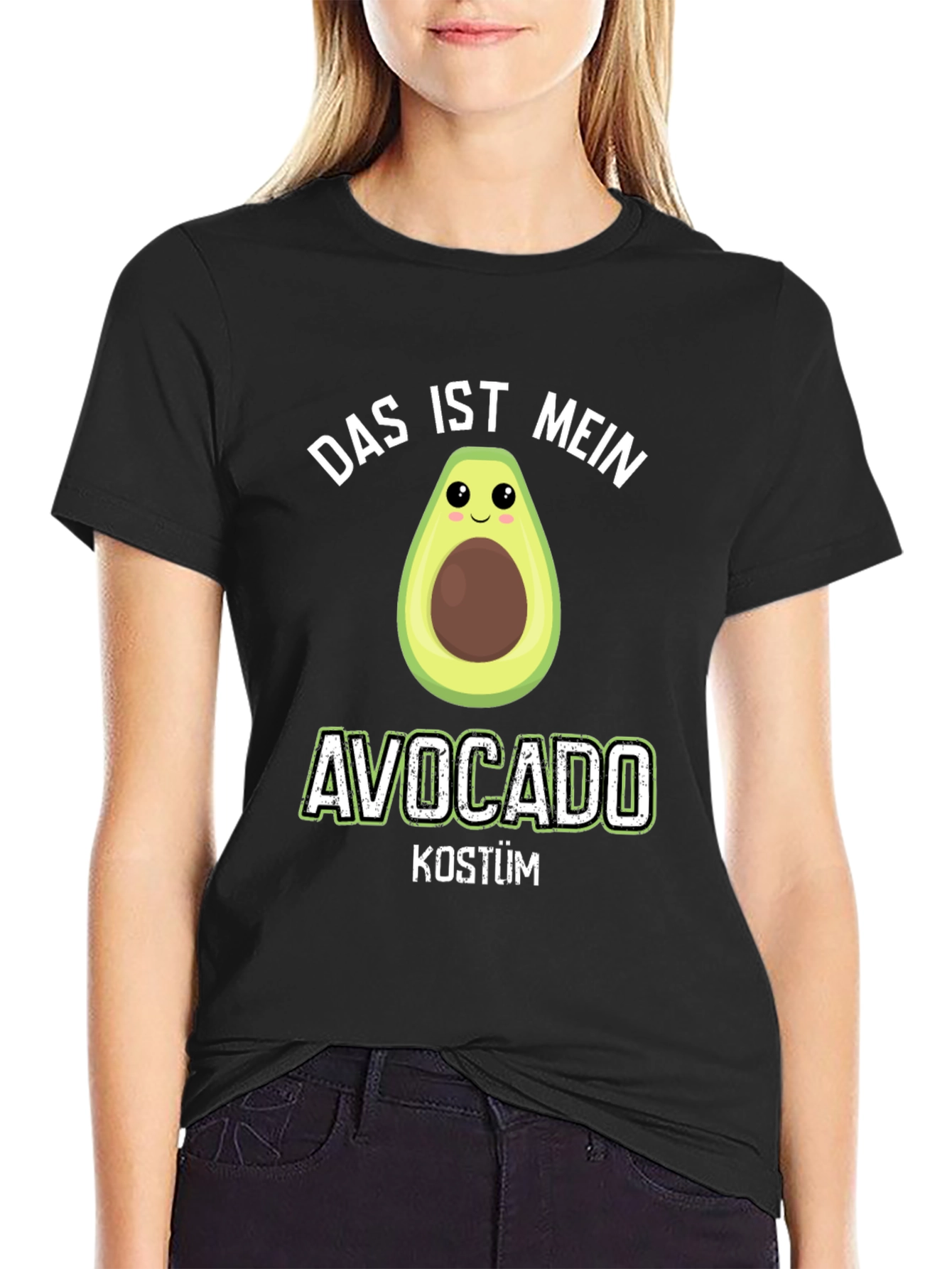 Black Funny Avocado Costume T-Shirt - "Das Ist Mein" Design view 2