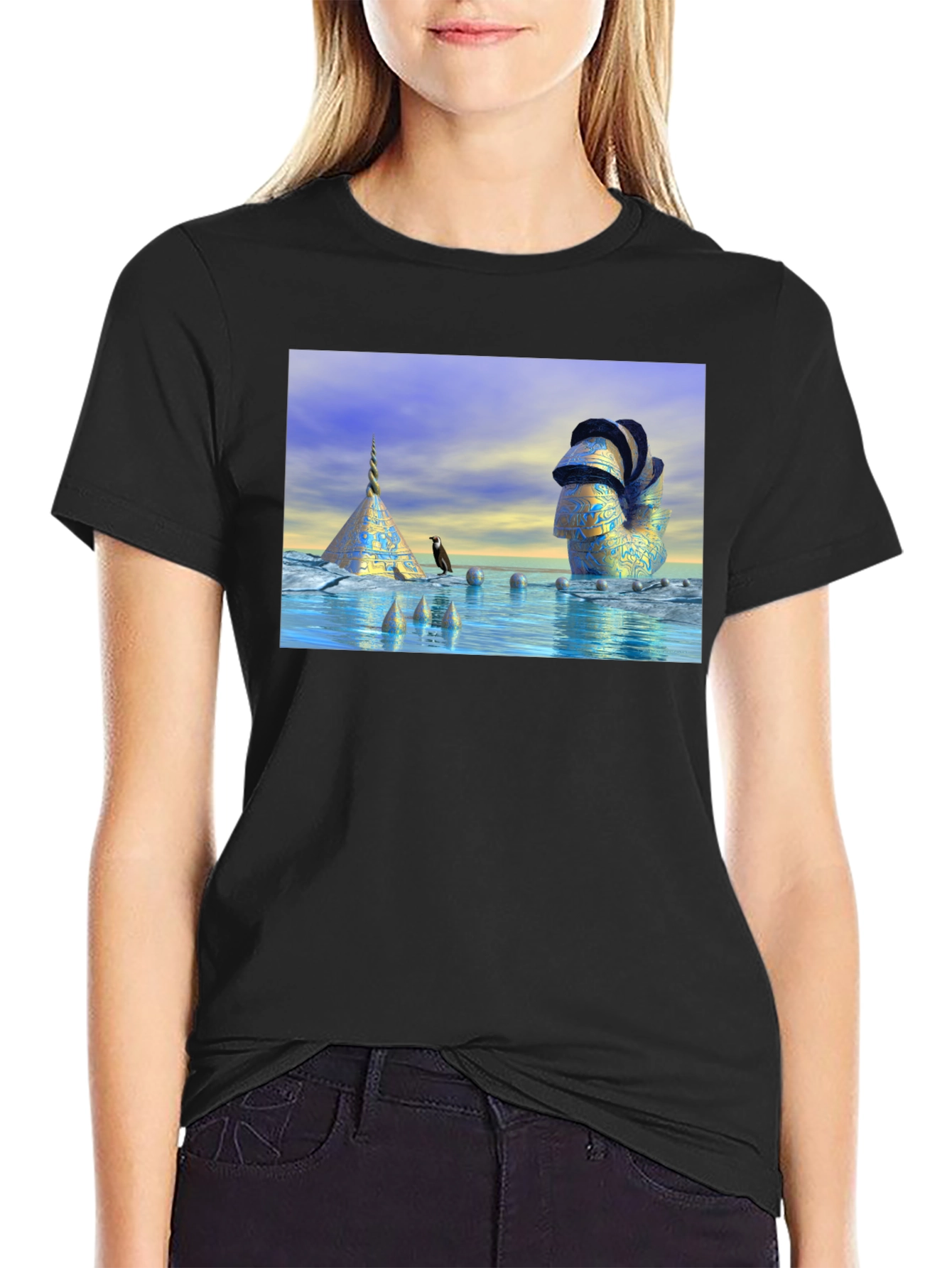 Black Surreal Scene T-Shirt view 2