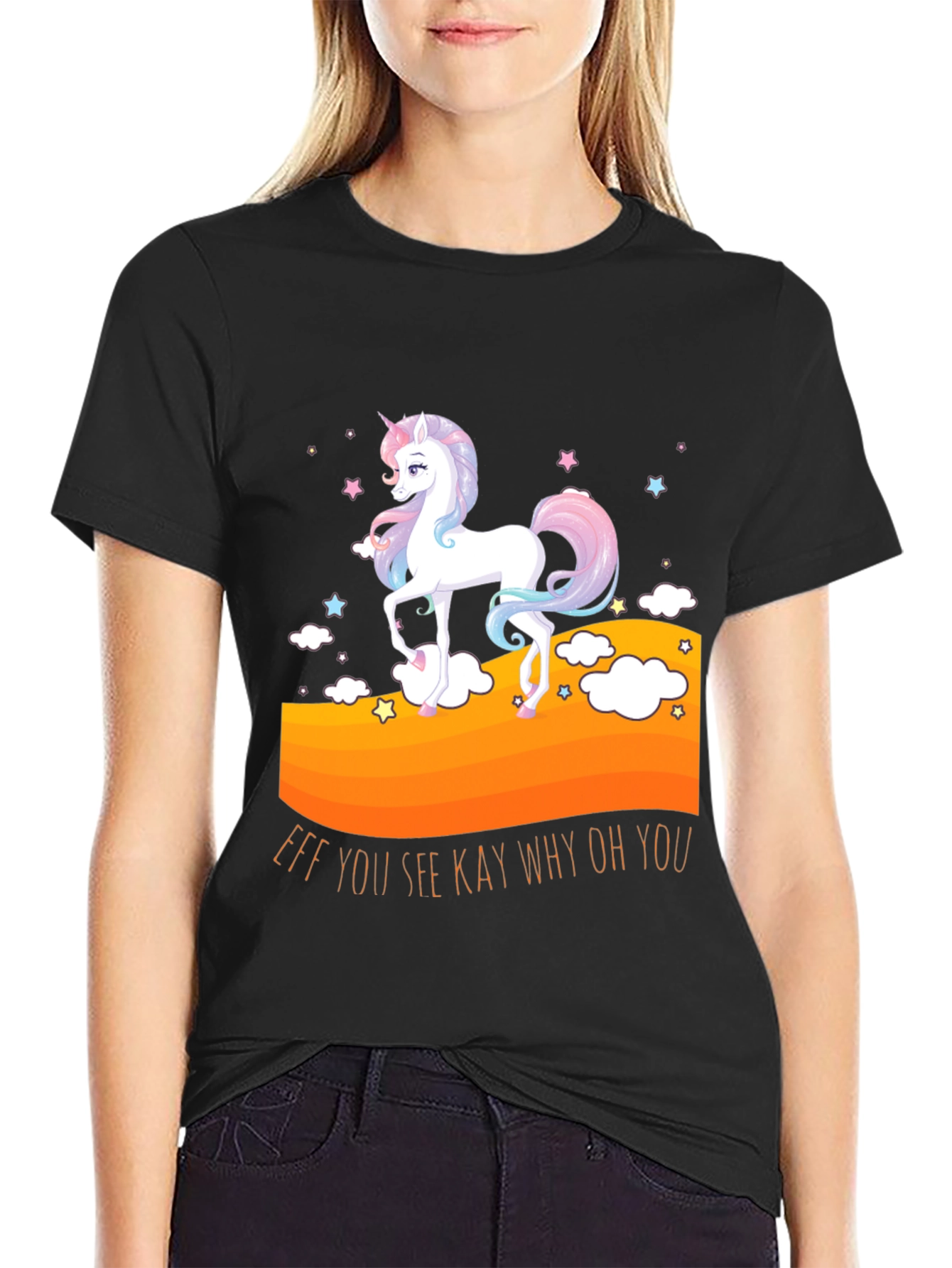 Black Unicorn T-Shirt: "Eff You See Kay Why Oh You" view 2