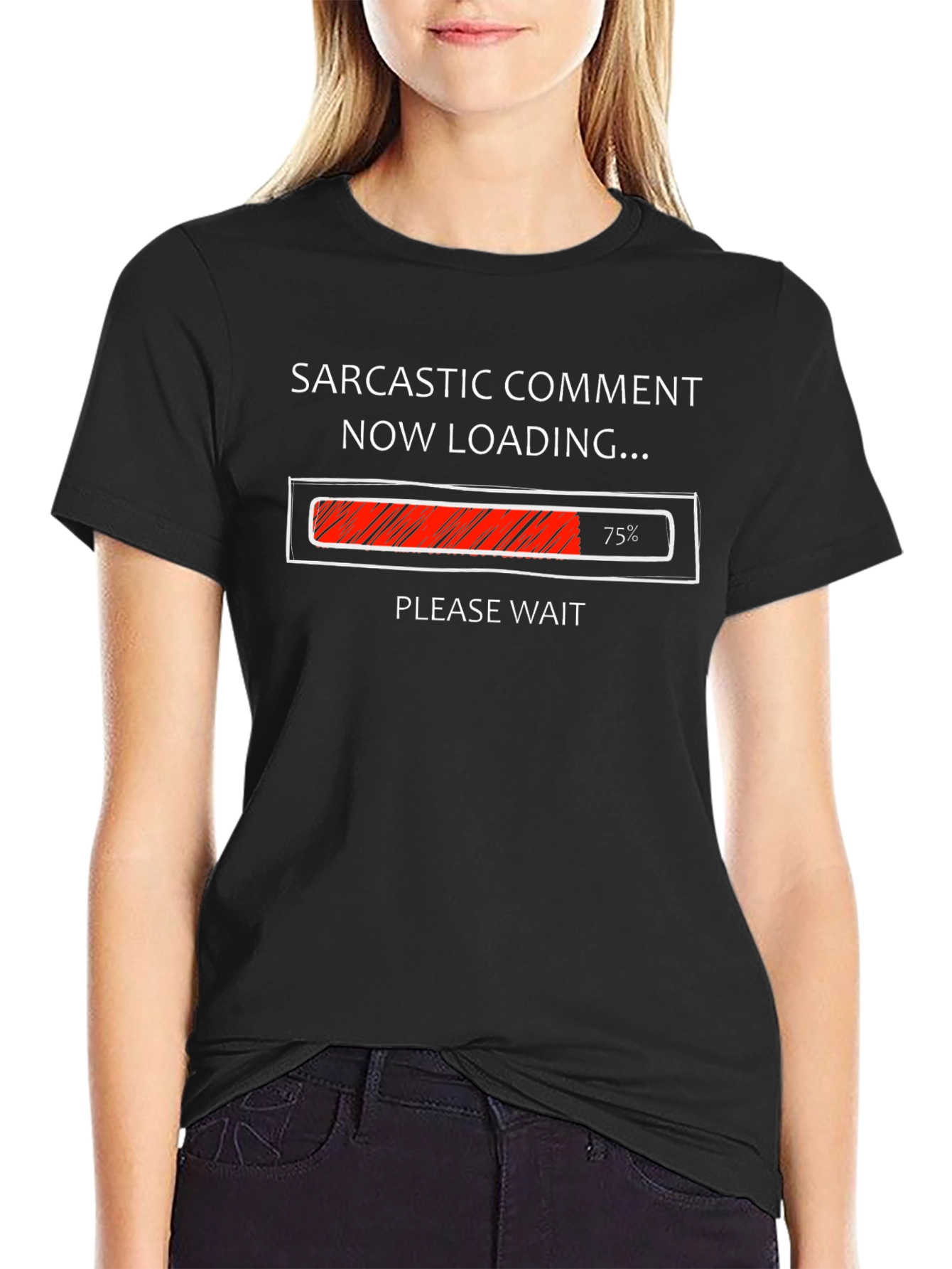 Black Sarcastic Comment Loading T-Shirt view 2