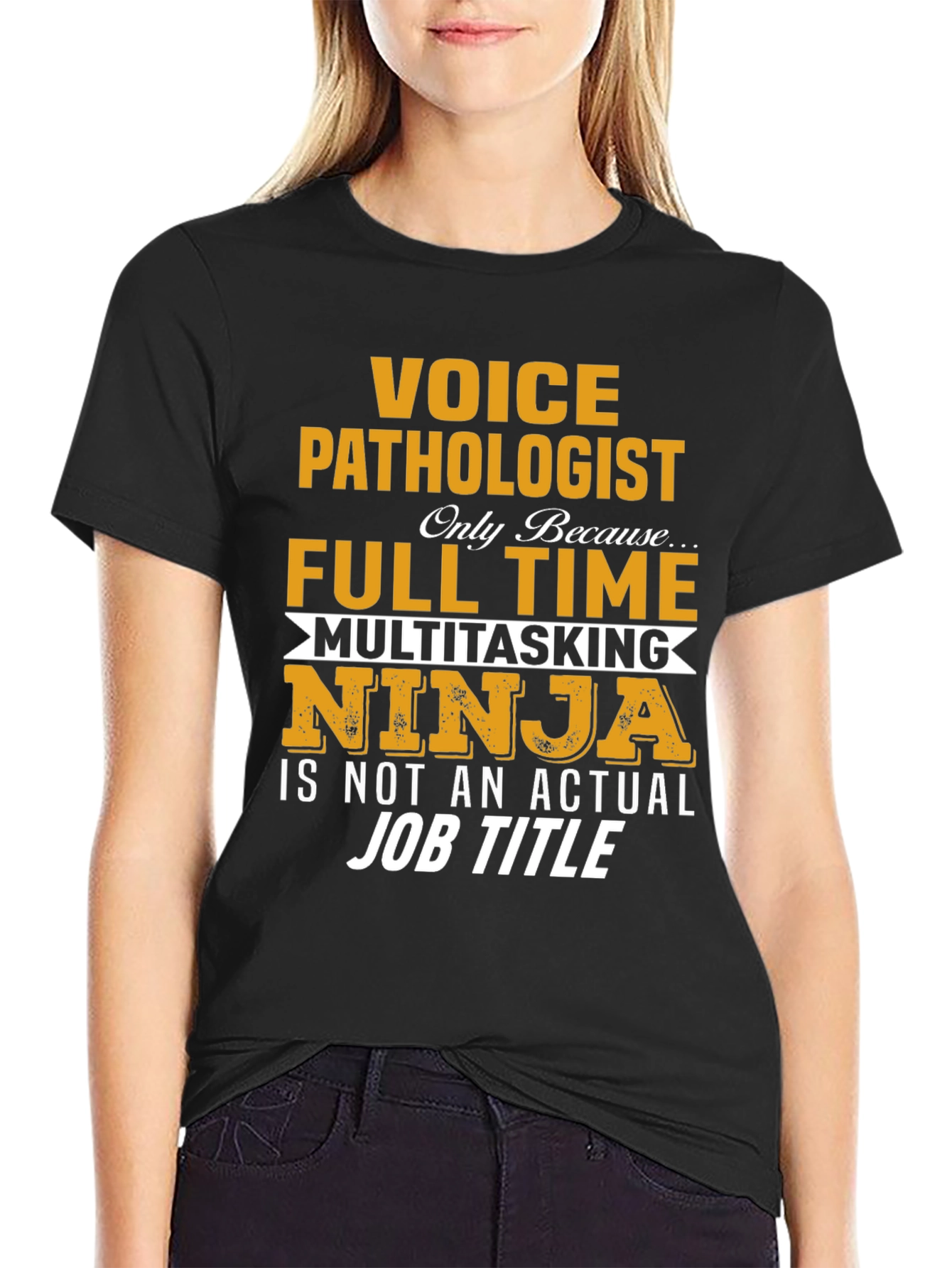 Black Voice Pathologist Full-Time Ninja T-Shirt view 2