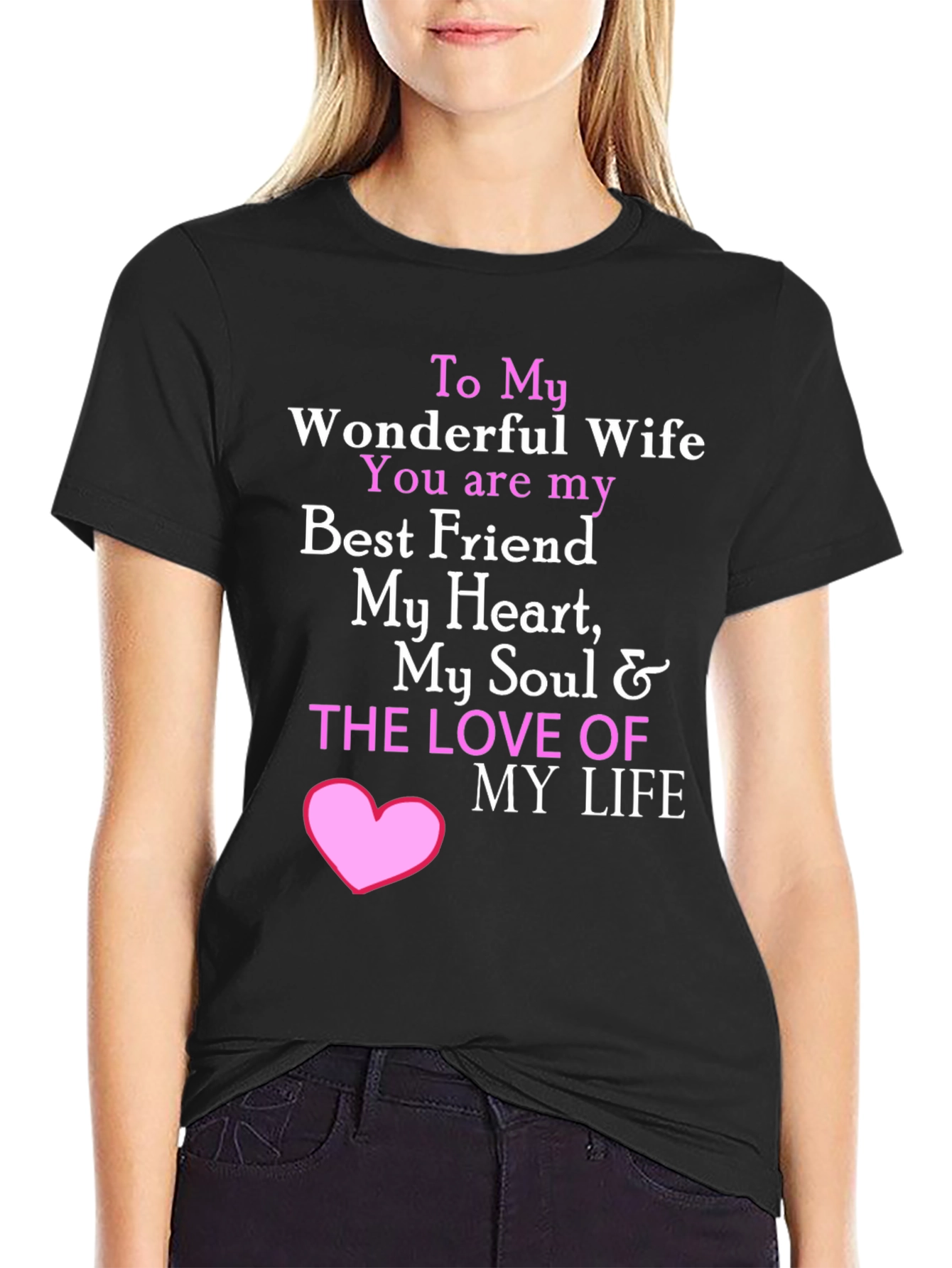 Black Wonderful Wife T-Shirt - I Love My Wife view 2