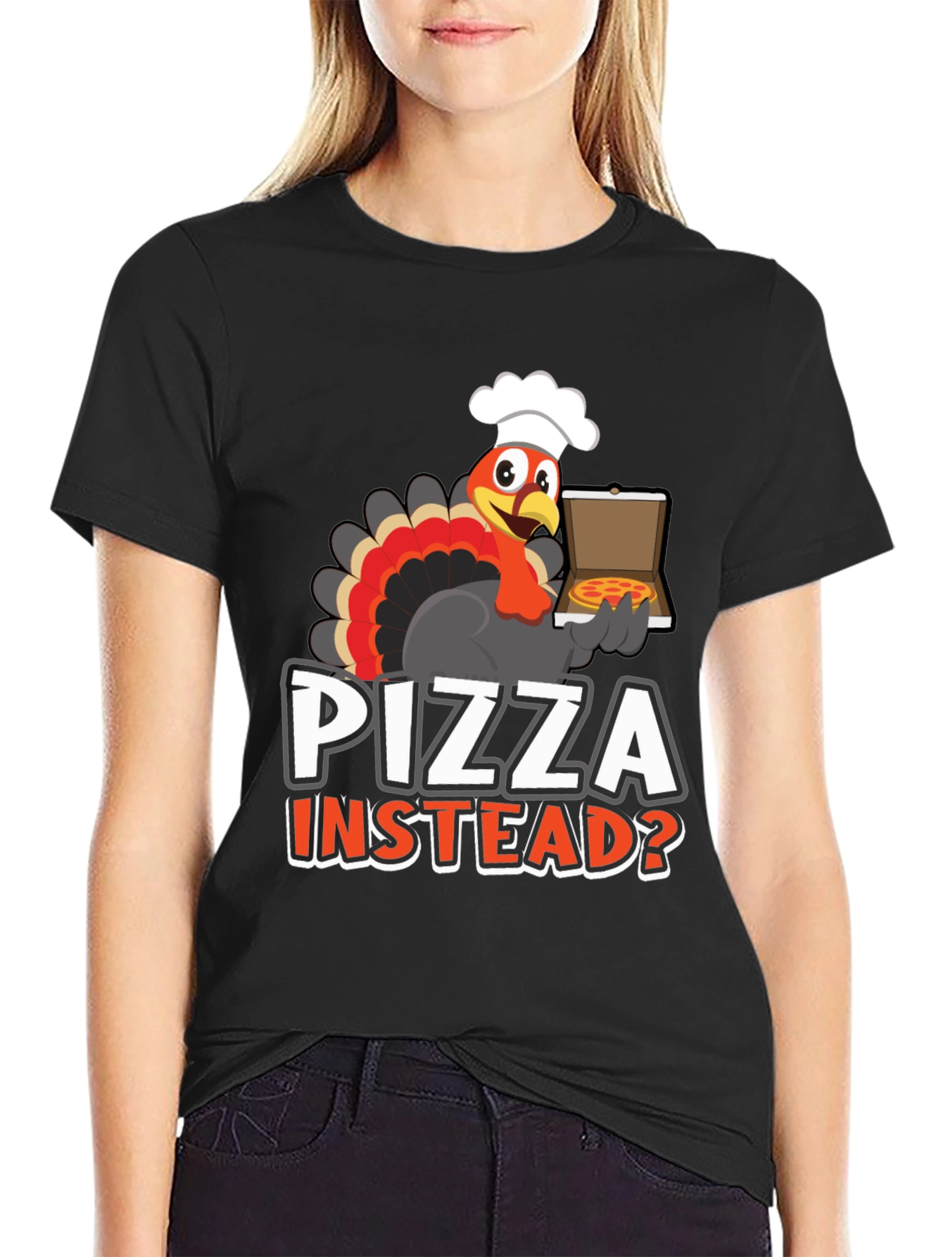 Black Pizza Instead? Turkey Graphic Tee view 2