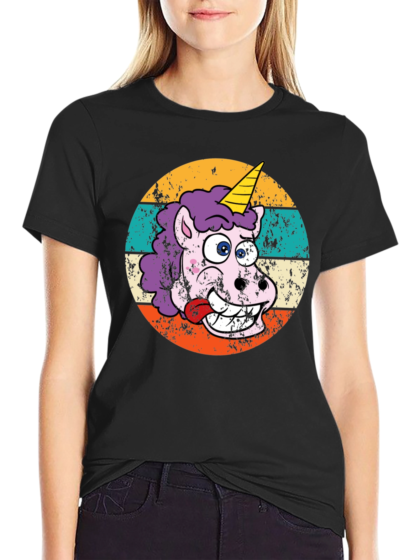 Black Funny Unicorn T-Shirt view 2