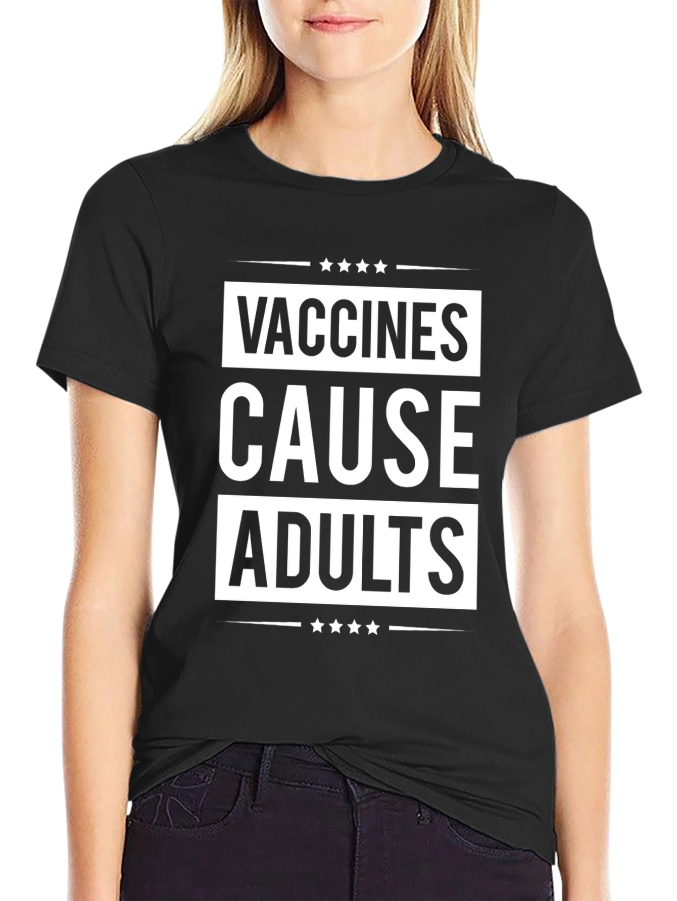 Black Vaccines Cause Adults Graphic T-Shirt view 2