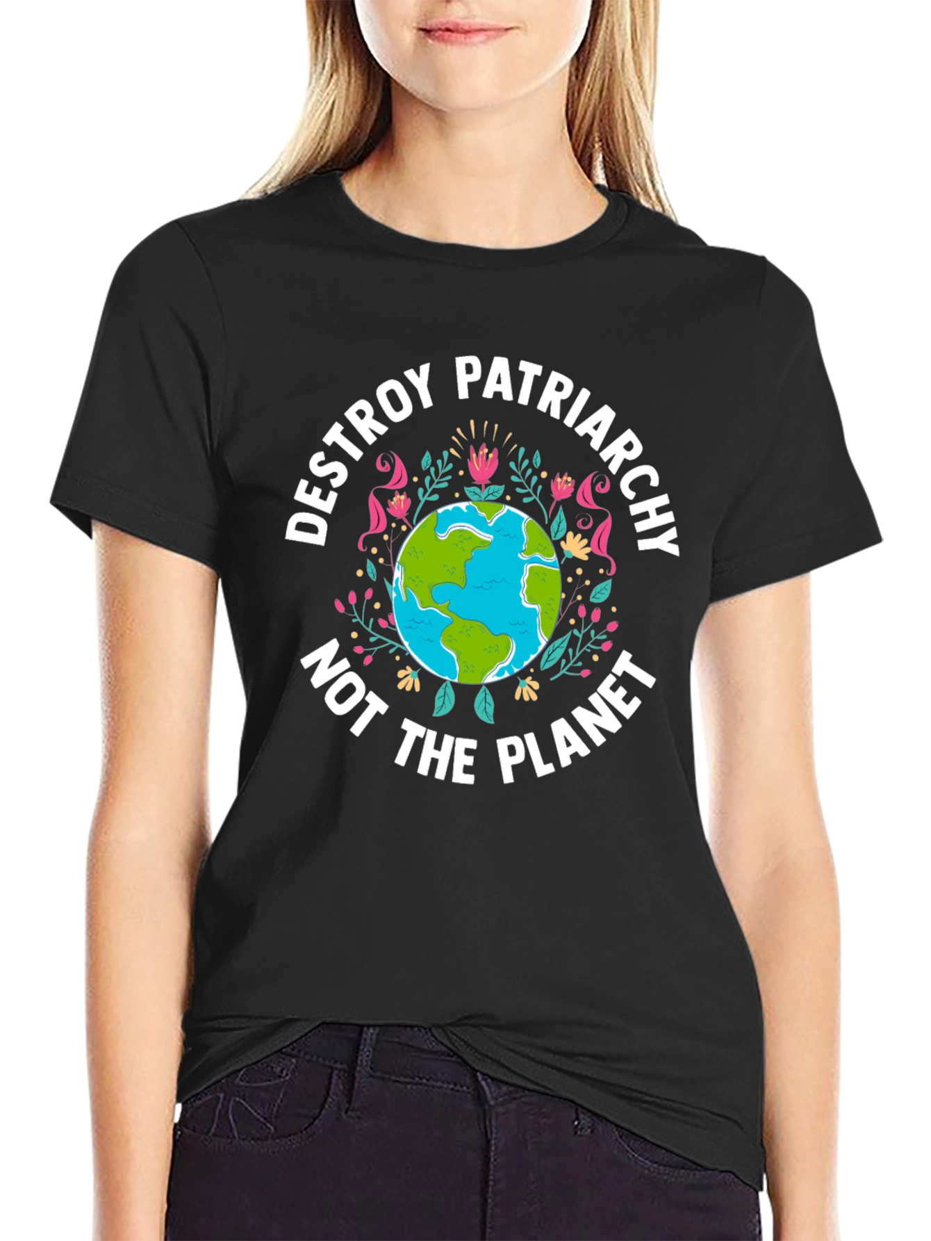 Black Destroy Patriarchy Graphic T-Shirt view 2