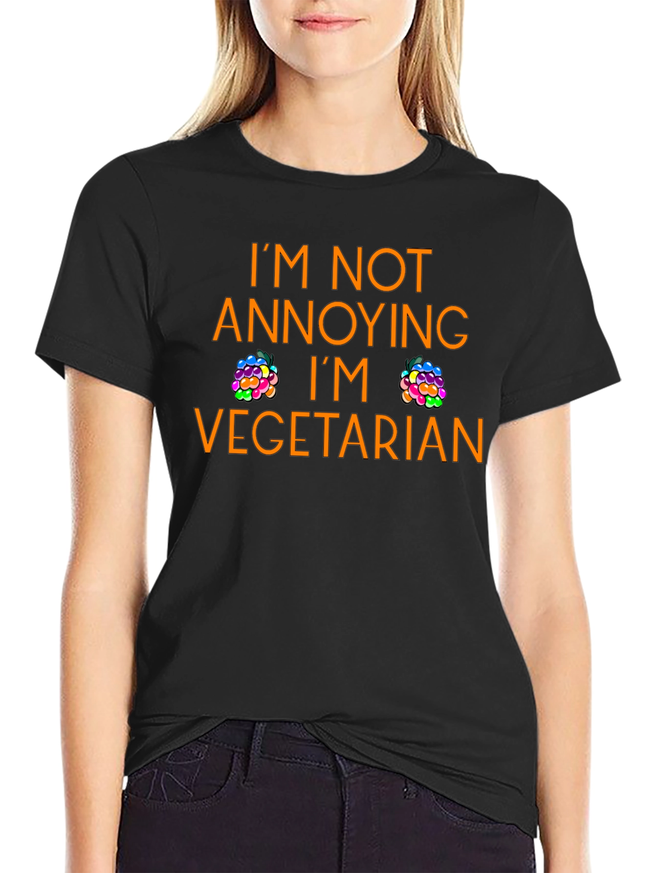 Black Funny Vegetarian T-Shirt - I'm Not Annoying! view 2