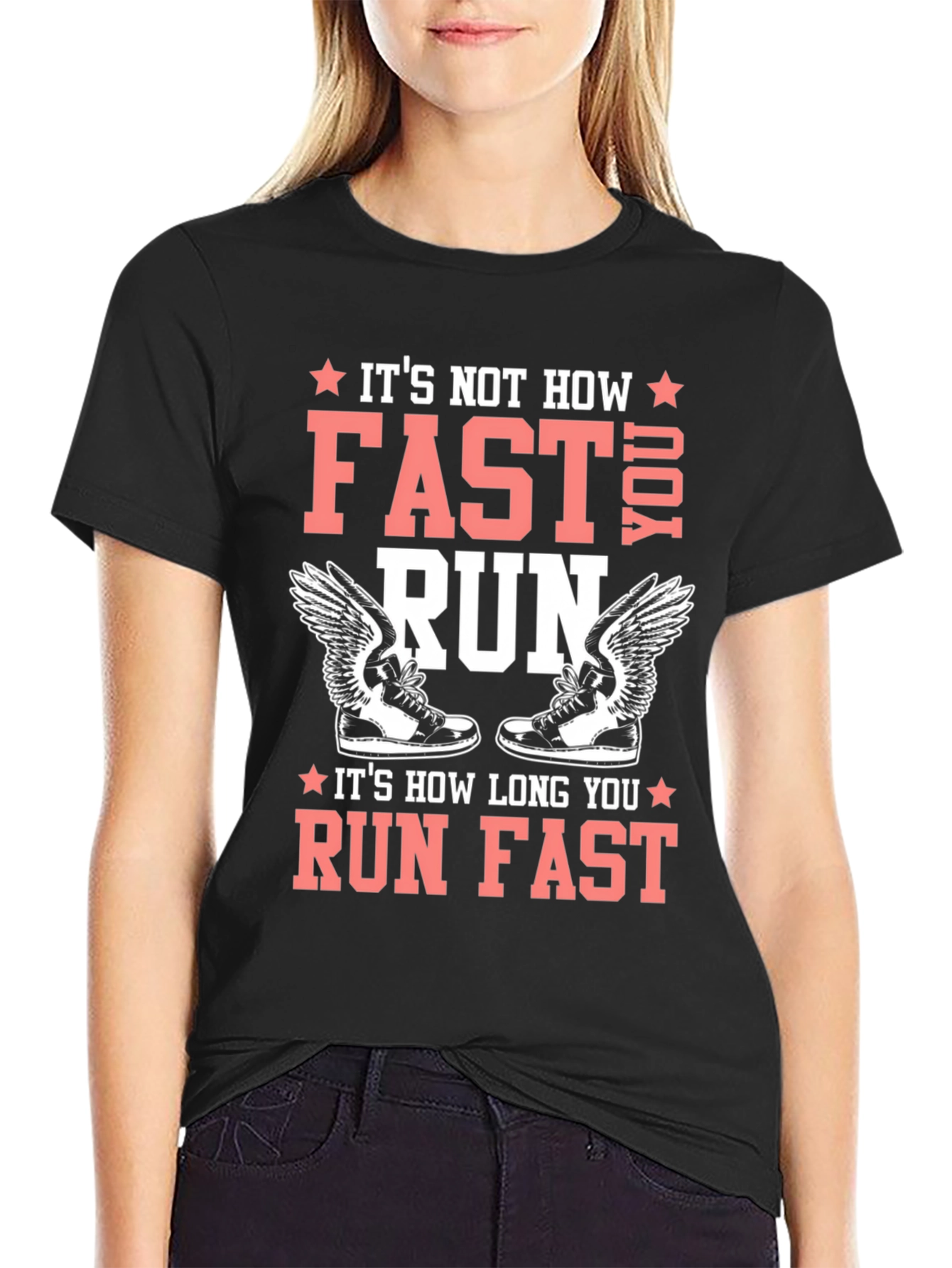 Black Runner's Tee: It's How Long You Run Fast! view 2