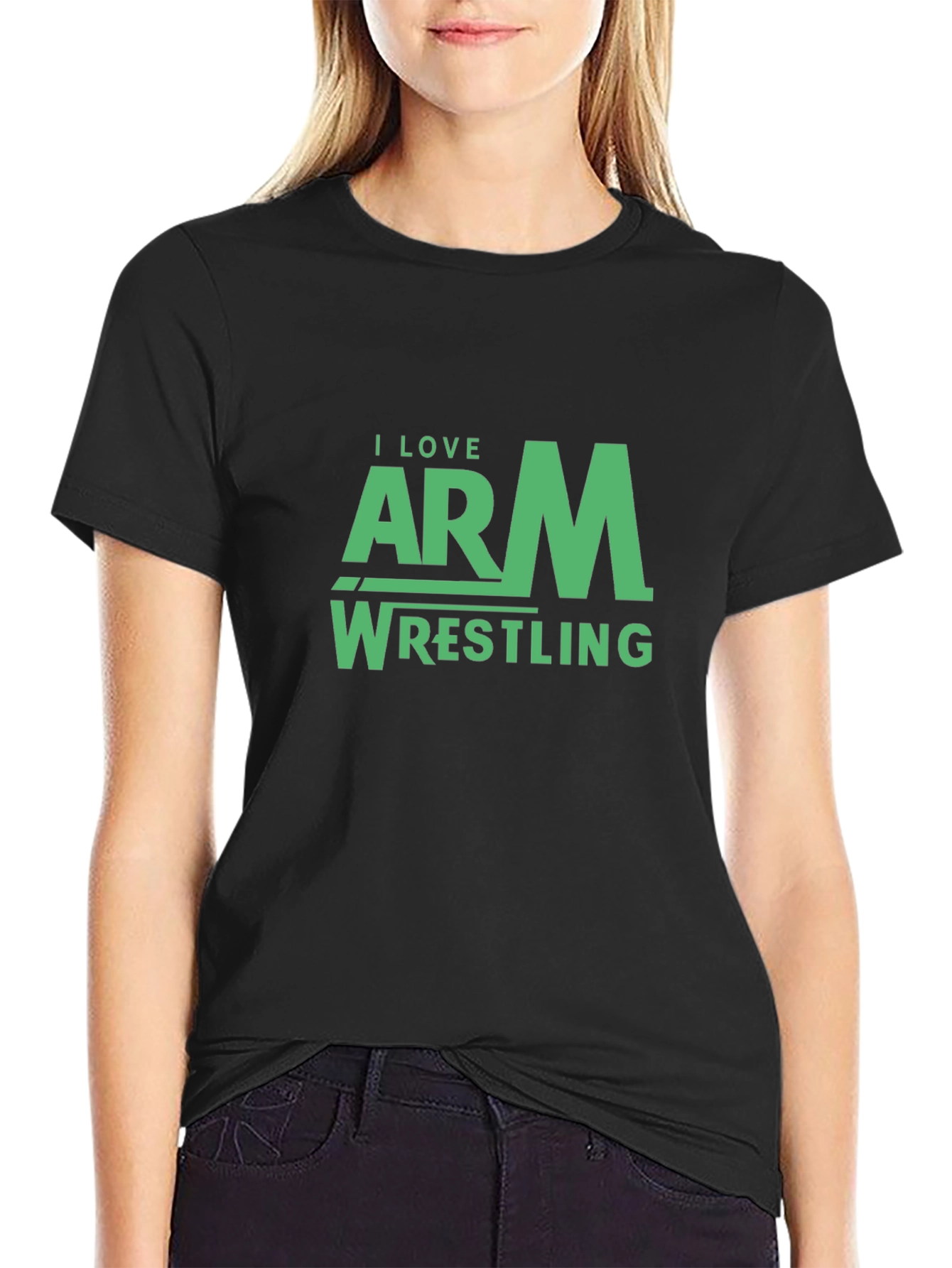 Black I Love Arm Wrestling T-Shirt view 2