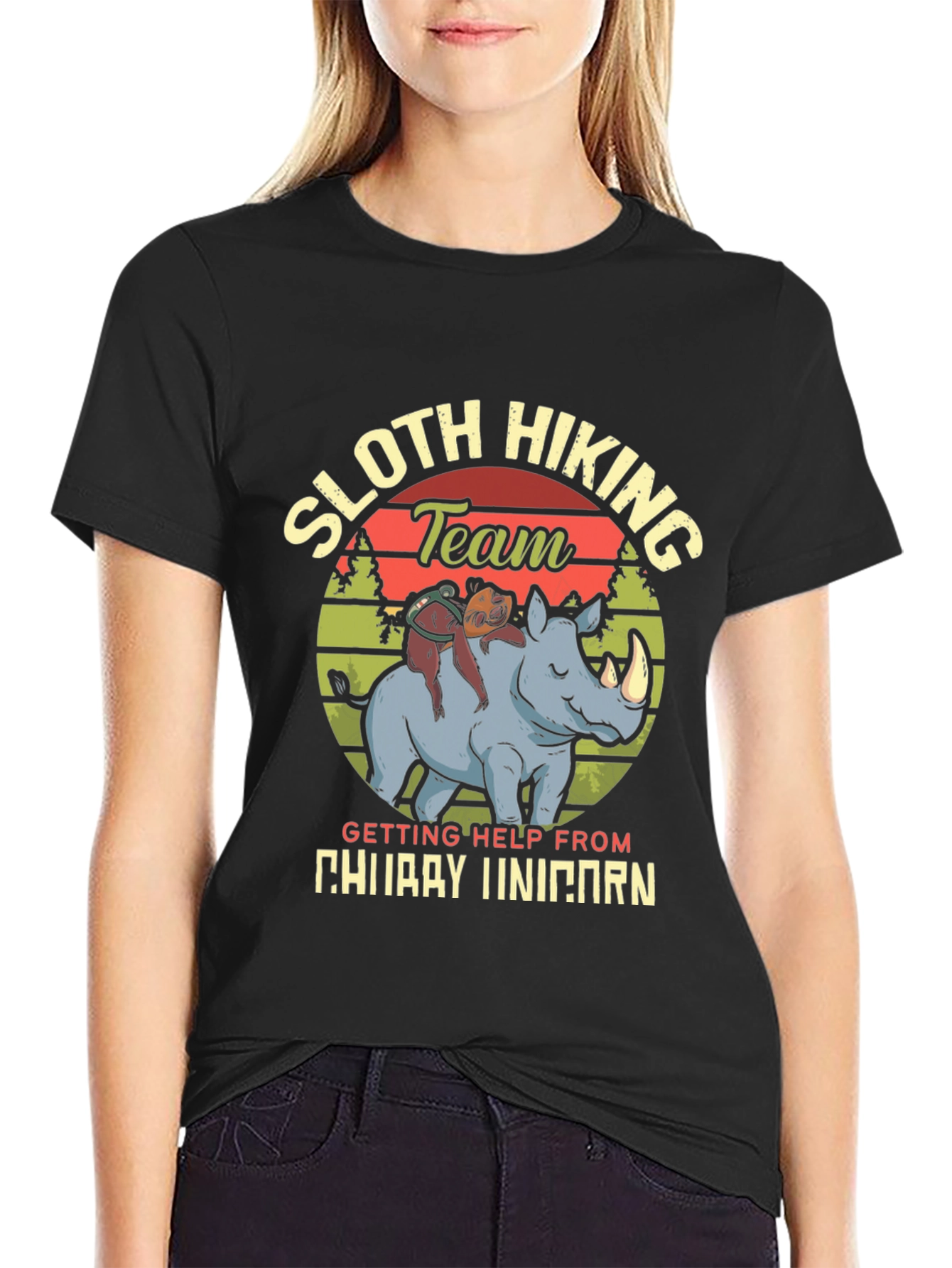 Black Sloth Hiking Team 'Chubby Unicorn' T-Shirt view 2