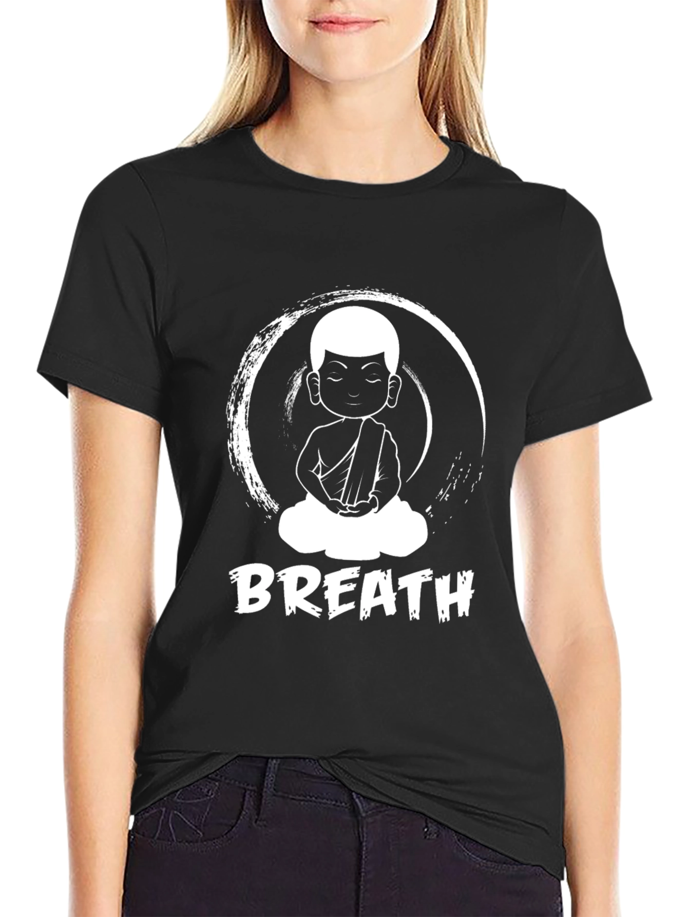 Black Breathe Buddha Graphic Tee view 2