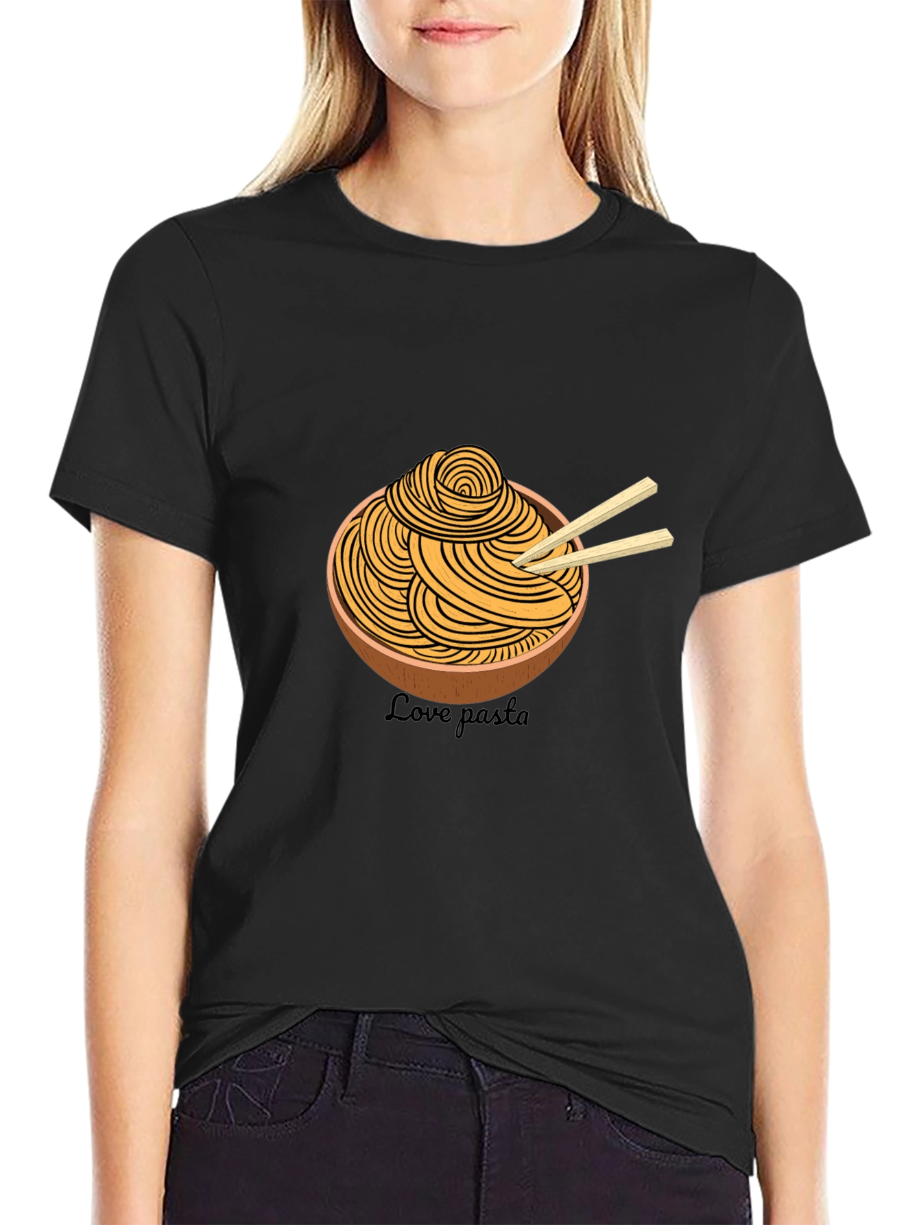 Black Pasta Lover T-Shirt - Unique Graphic Tee view 2
