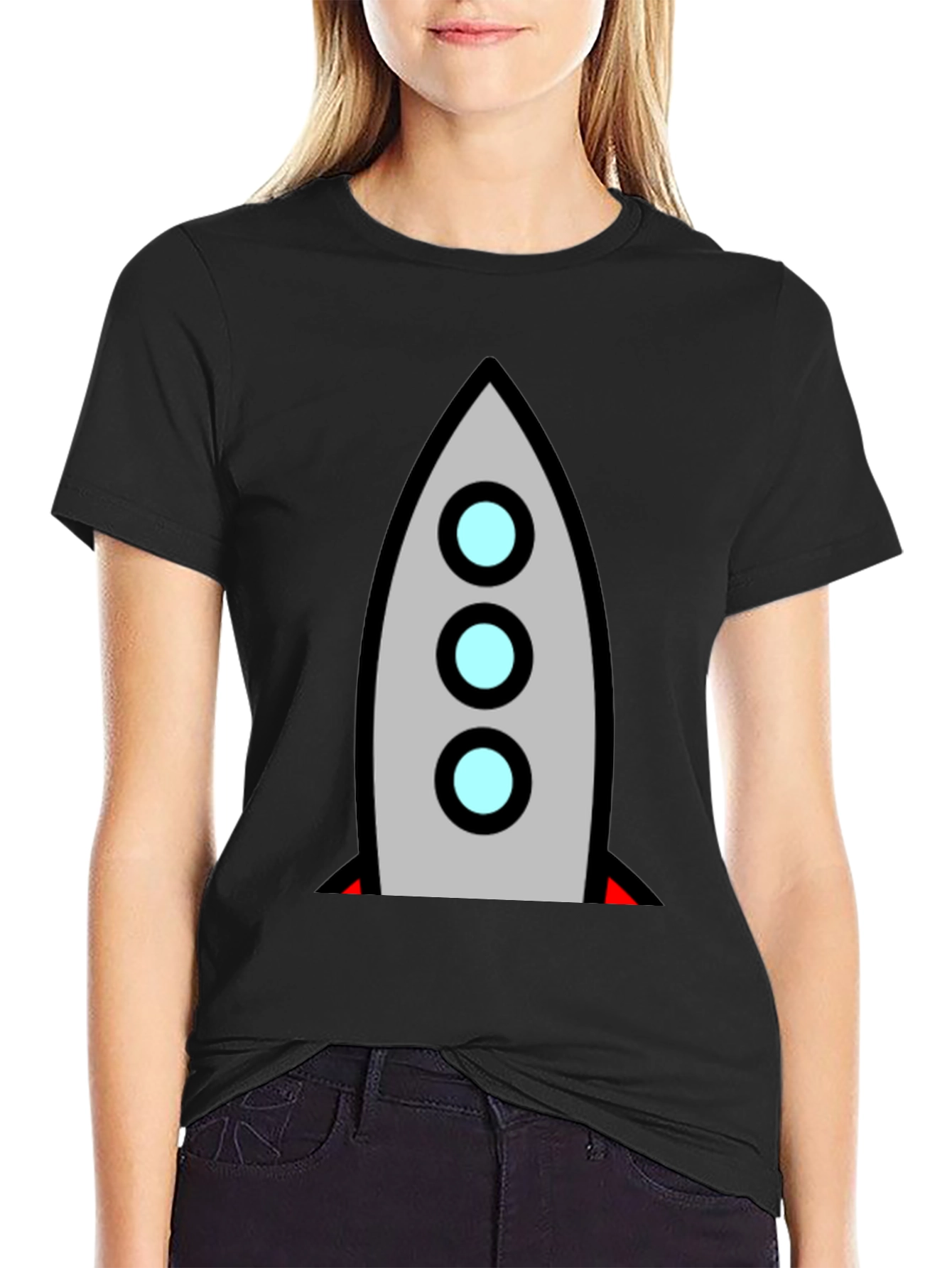 Black Rocket Graphic Tee - Retro Space Adventure view 2
