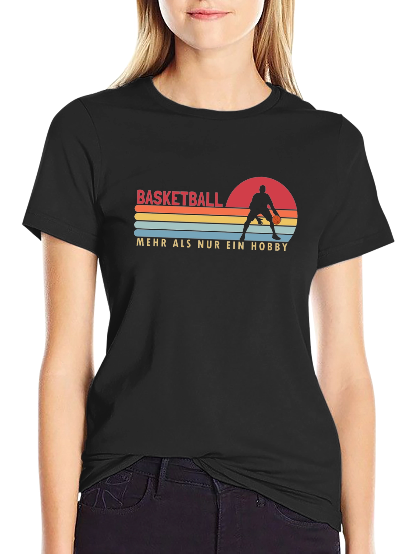 Black Basketball Hobby T-Shirt Graphic Design view 2