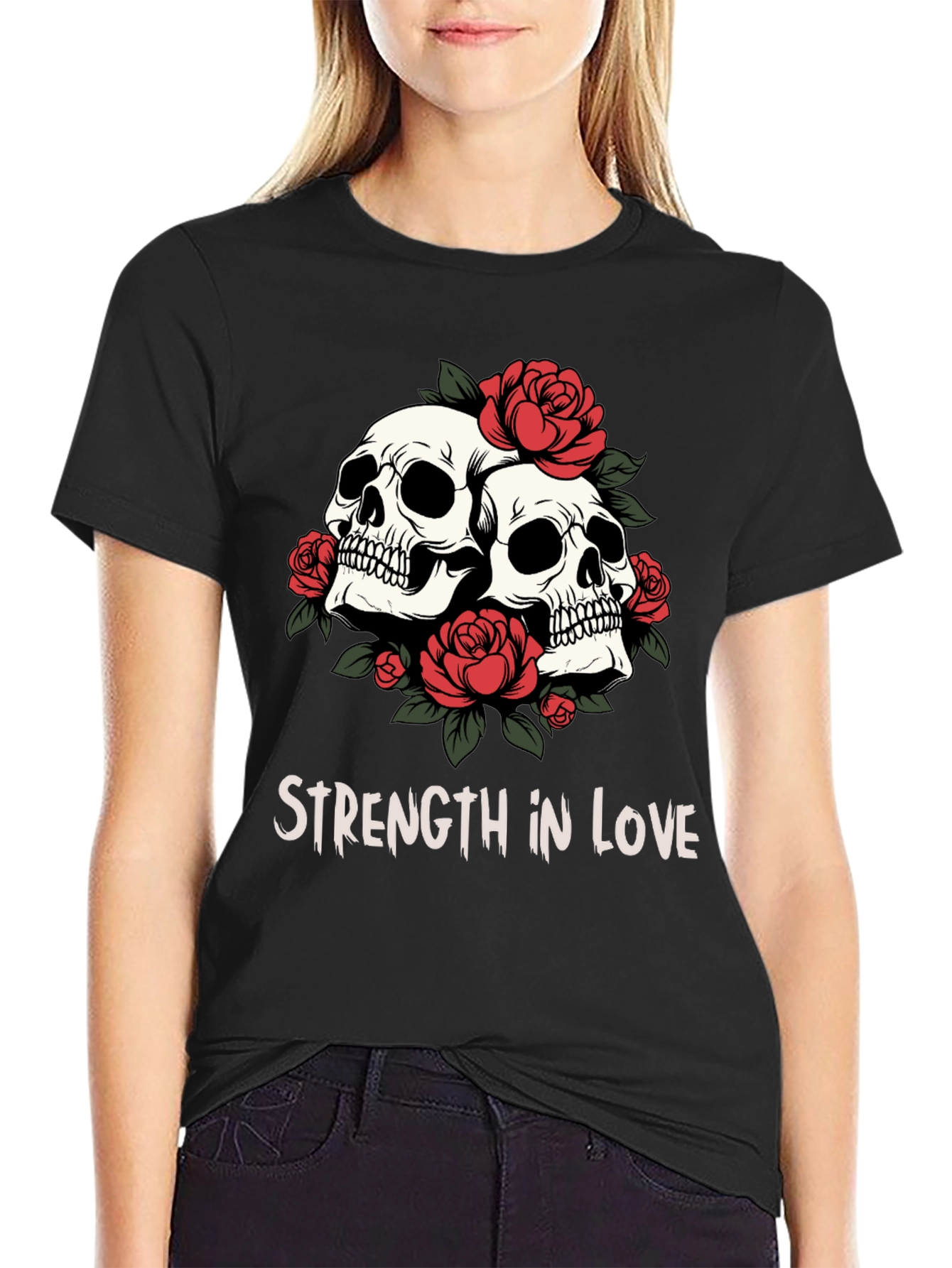 Skull & Roses Graphic Tee - Strength in Love - 2