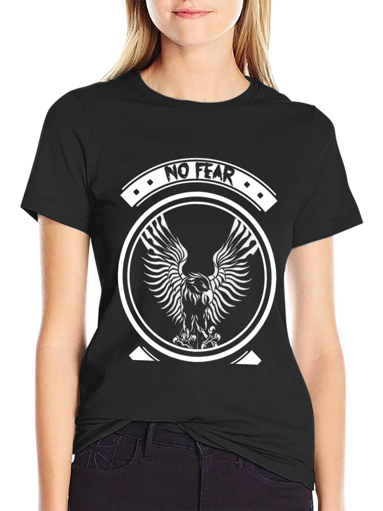 Black No Fear Eagle Graphic Black T-Shirt view 2