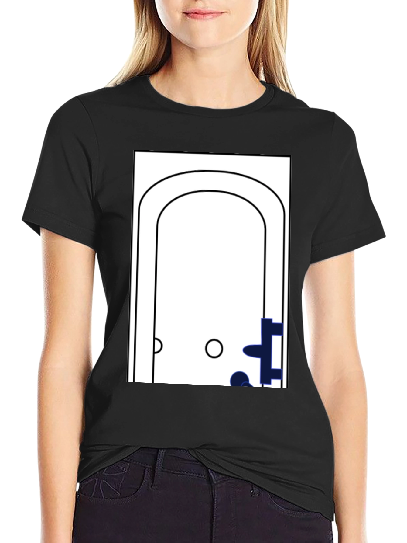 Black Minimalist Bathtub Graphic T-Shirt view 2