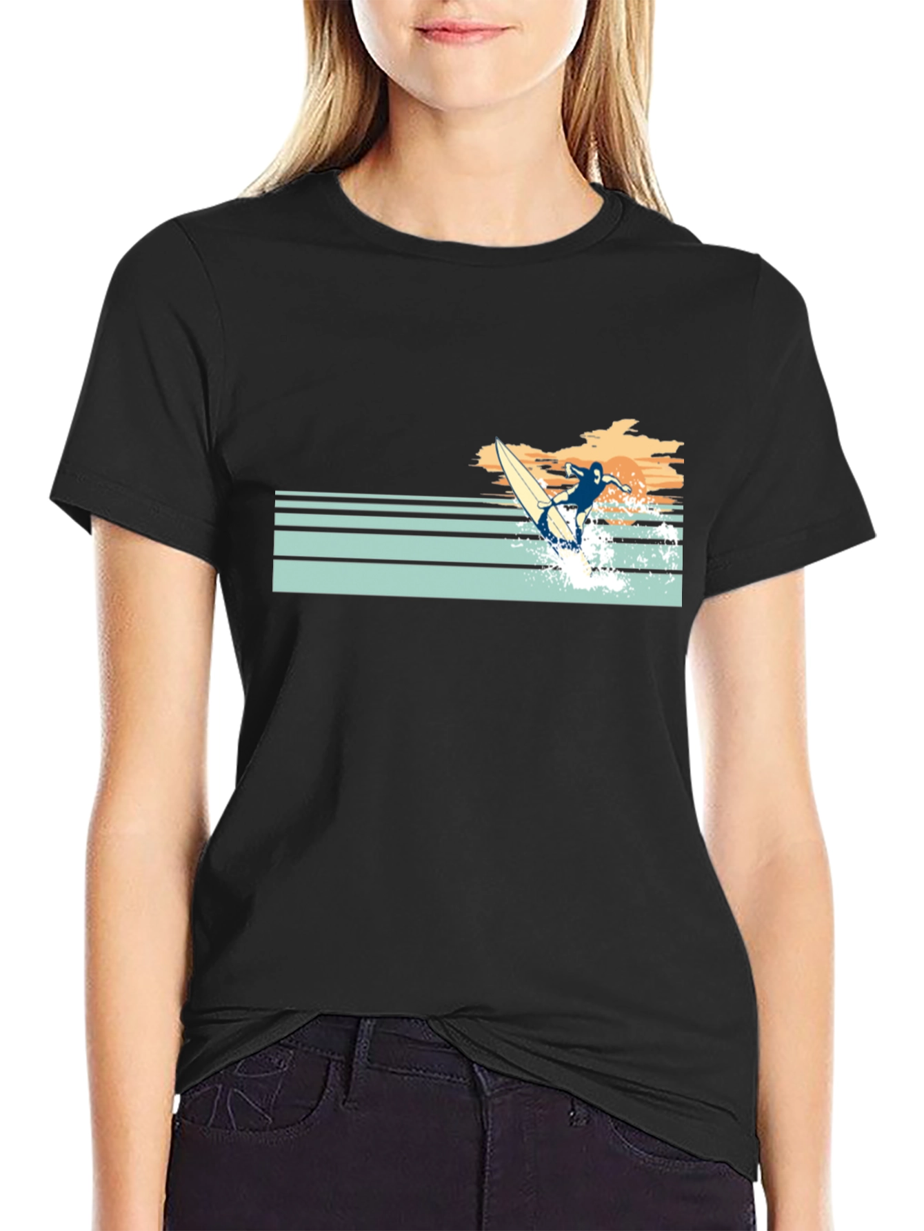 Black Retro Surfer Graphic Tee - Black view 2