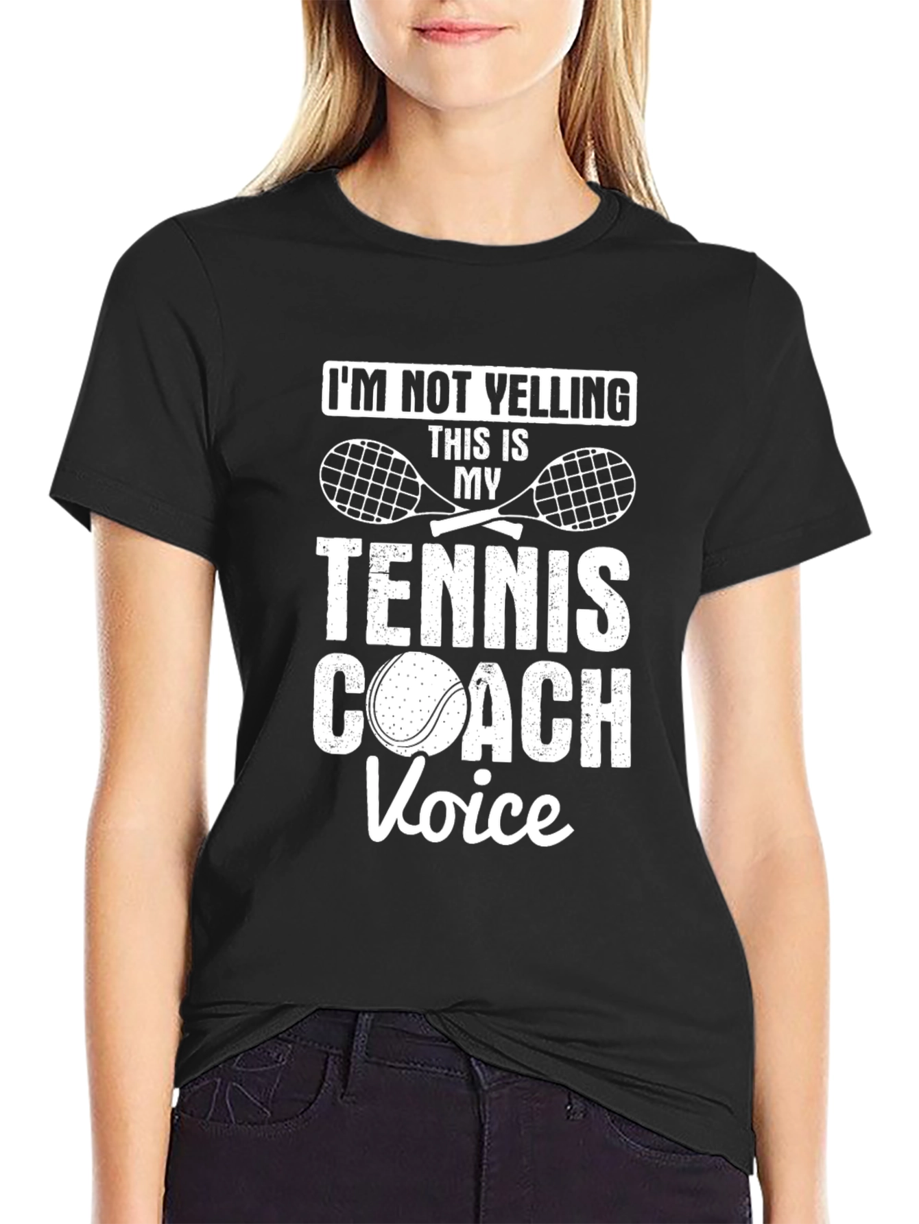 Black Tennis Coach Voice Graphic Tee - Funny Tennis T-Shirt view 2
