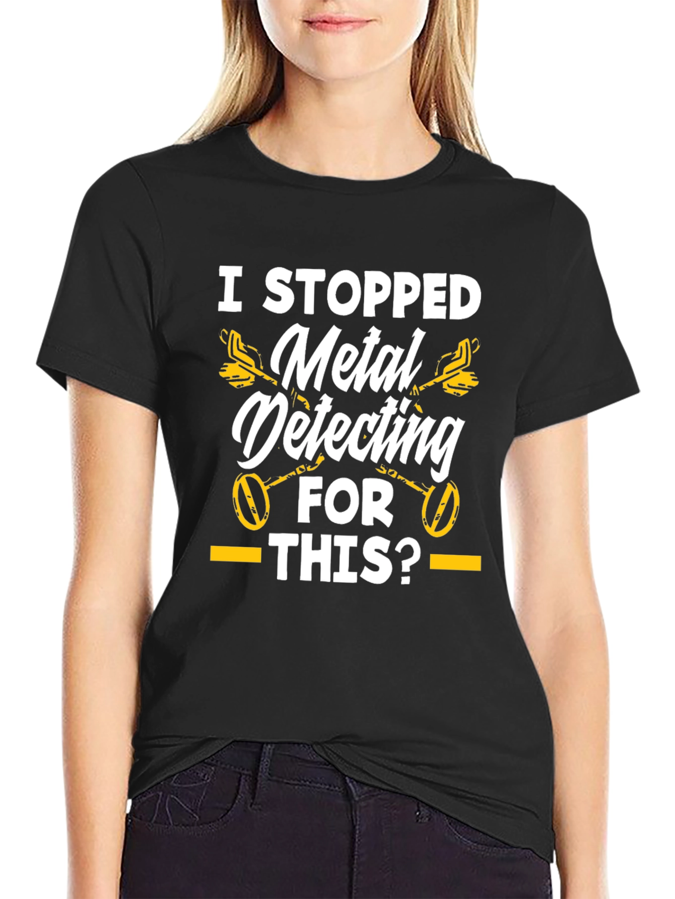 Black Funny Metal Detecting T-Shirt - I Stopped For This? view 2