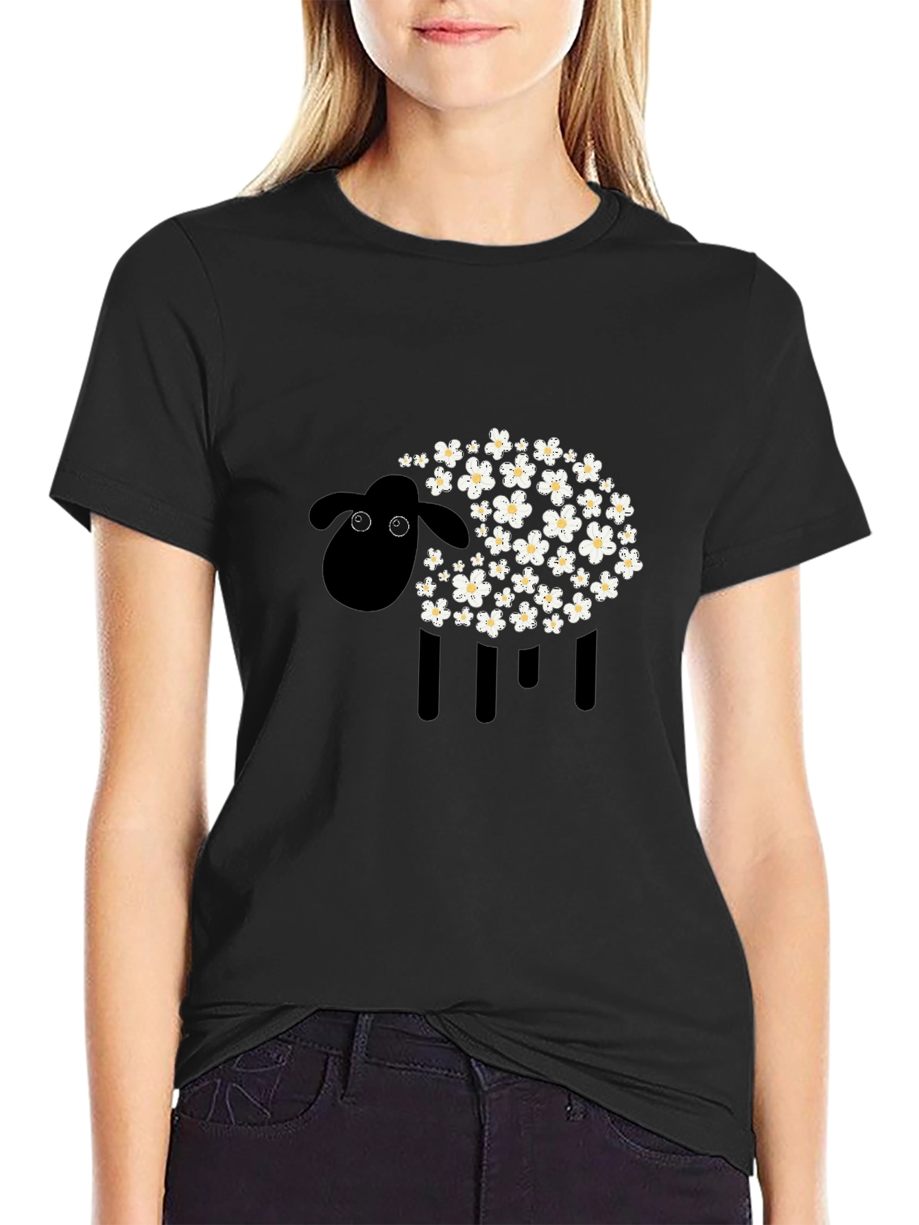 Black Black Sheep Floral Graphic Tee - Modern Style view 2