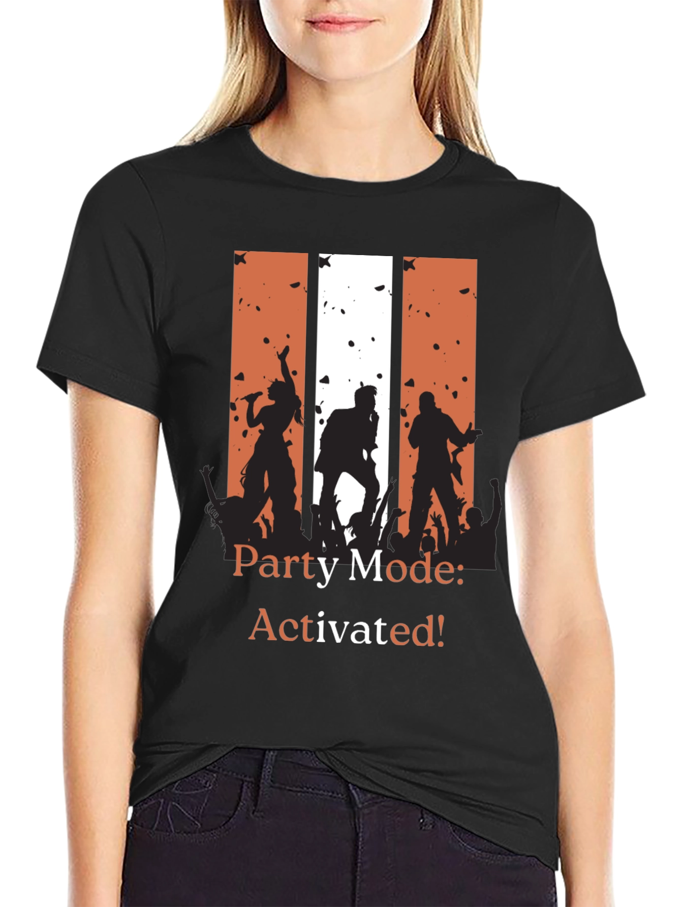 Black Party Mode Activated T-Shirt - Rock Concert Tee view 2