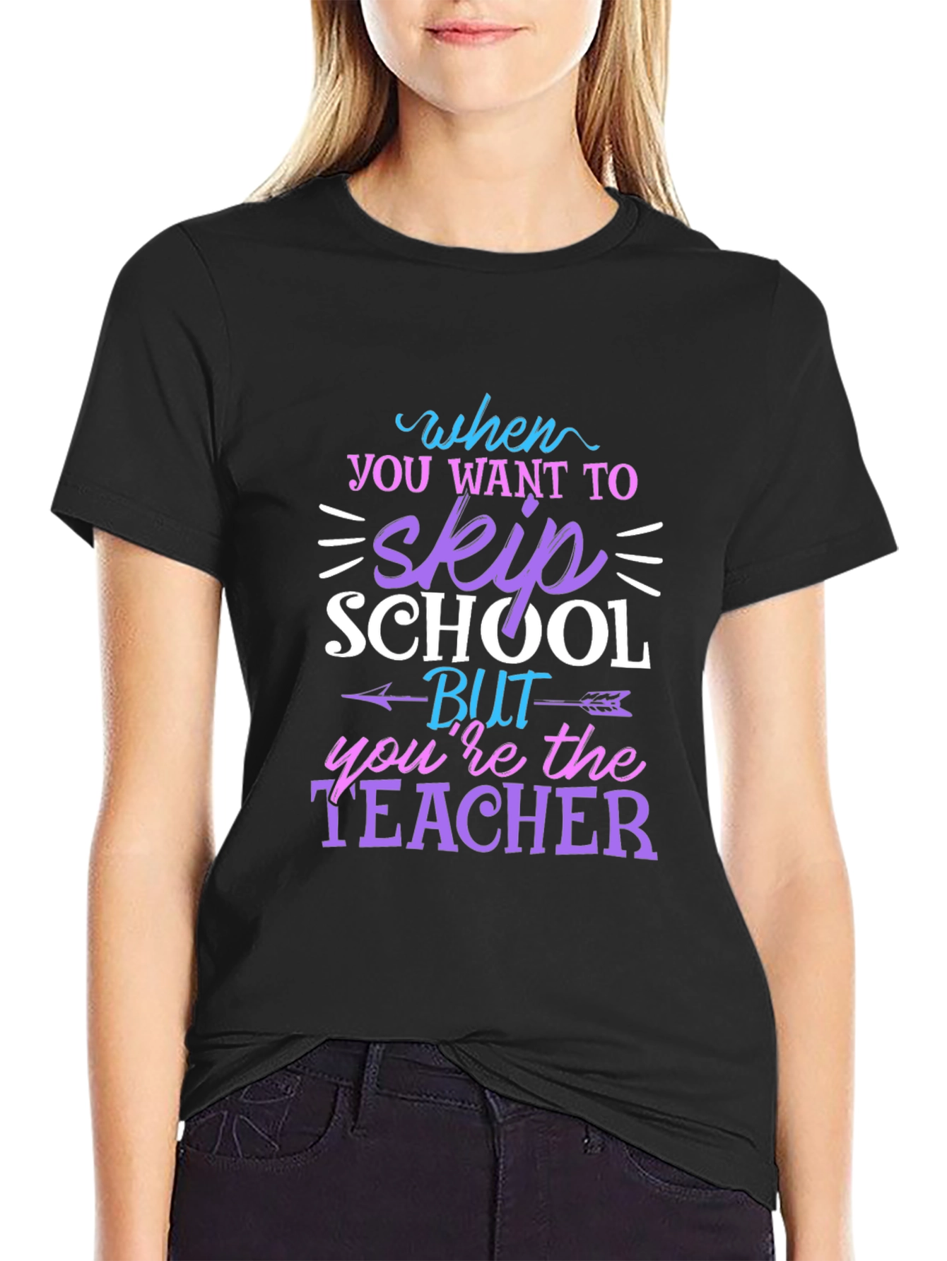 Black Teacher Skip School T-Shirt Funny Unisex Tee view 2