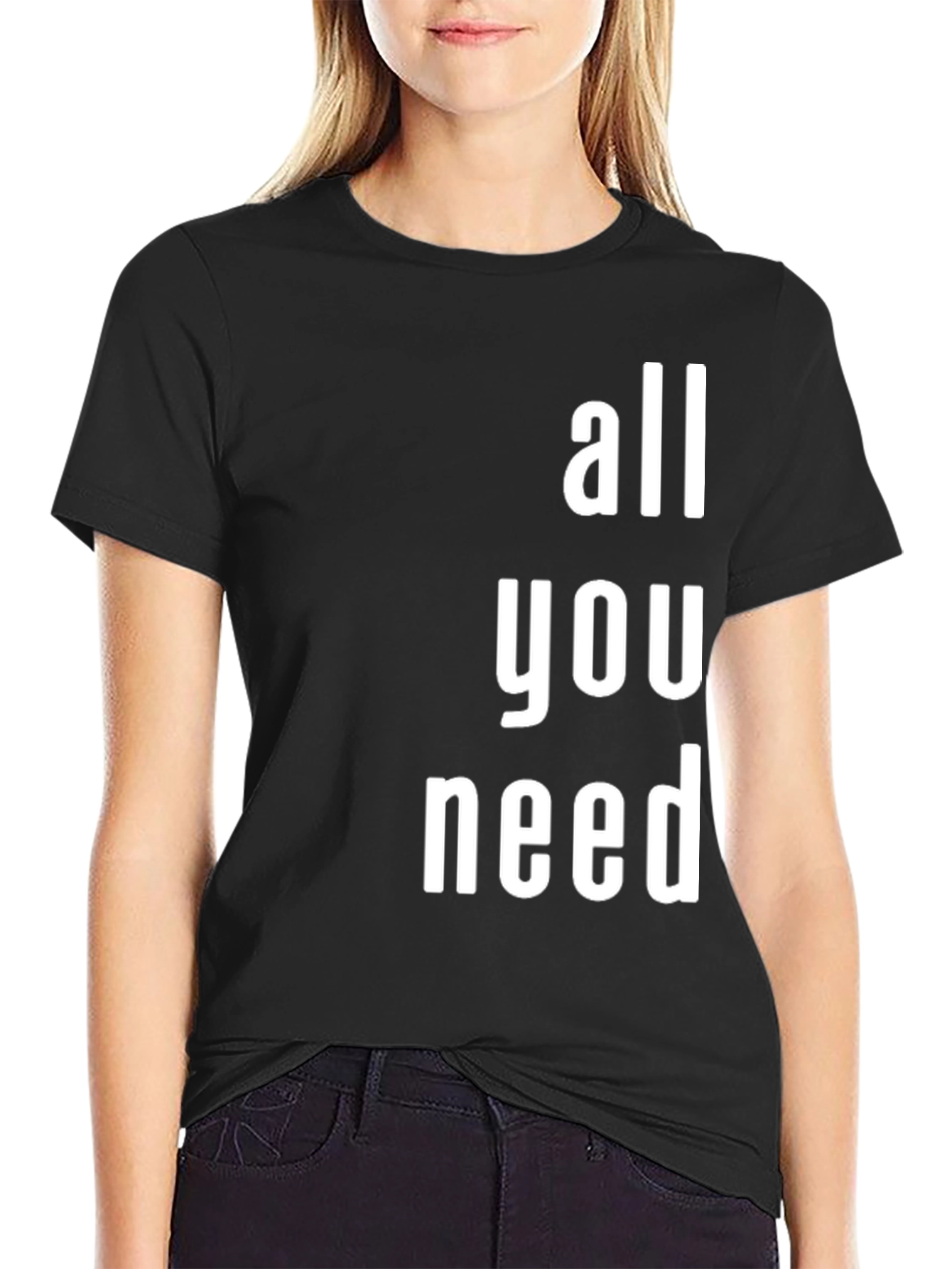 Black All You Need Graphic T-Shirt - Modern Print view 2