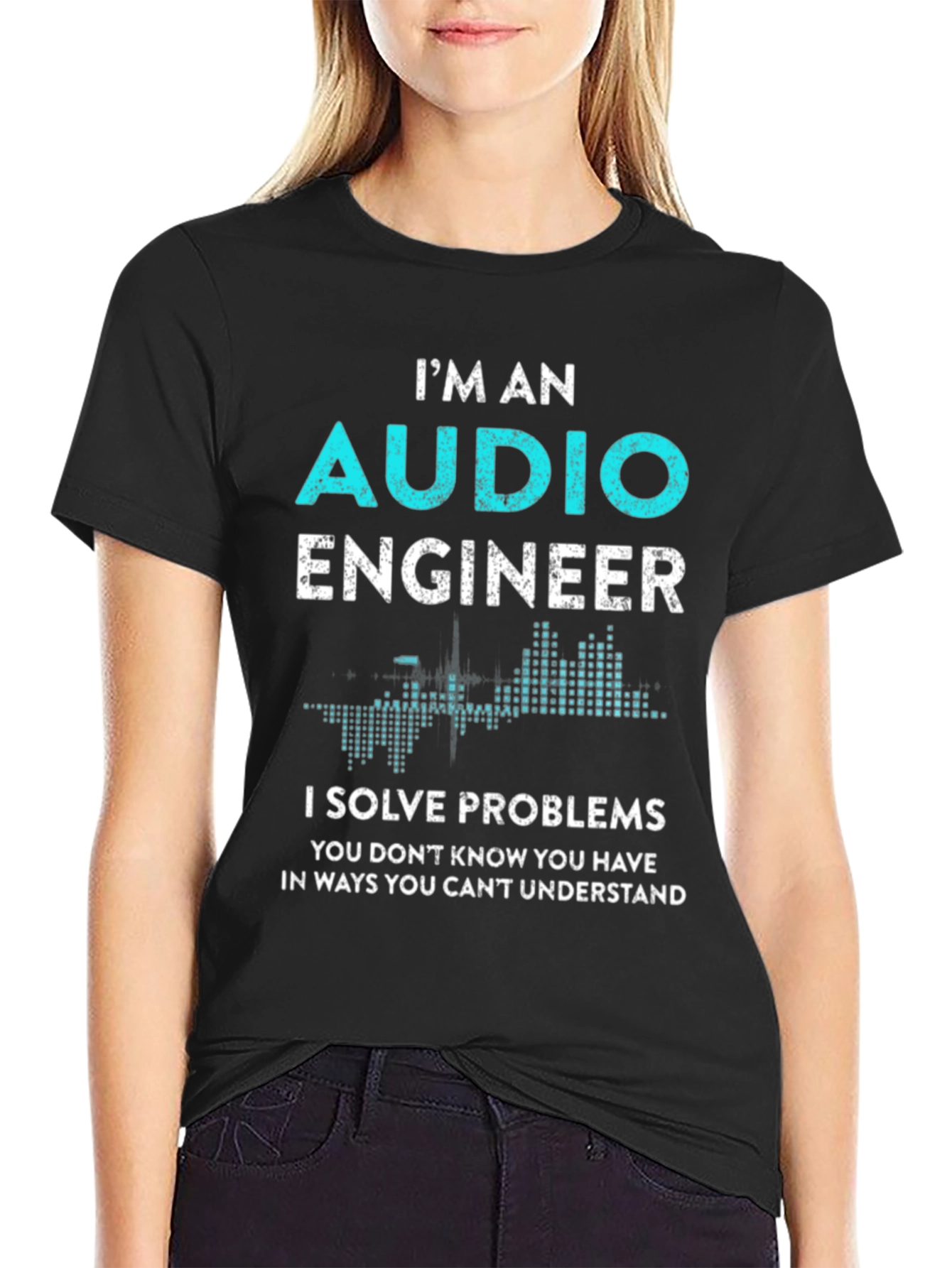 Black Audio Engineer Graphic T-Shirt - Funny Gift view 2