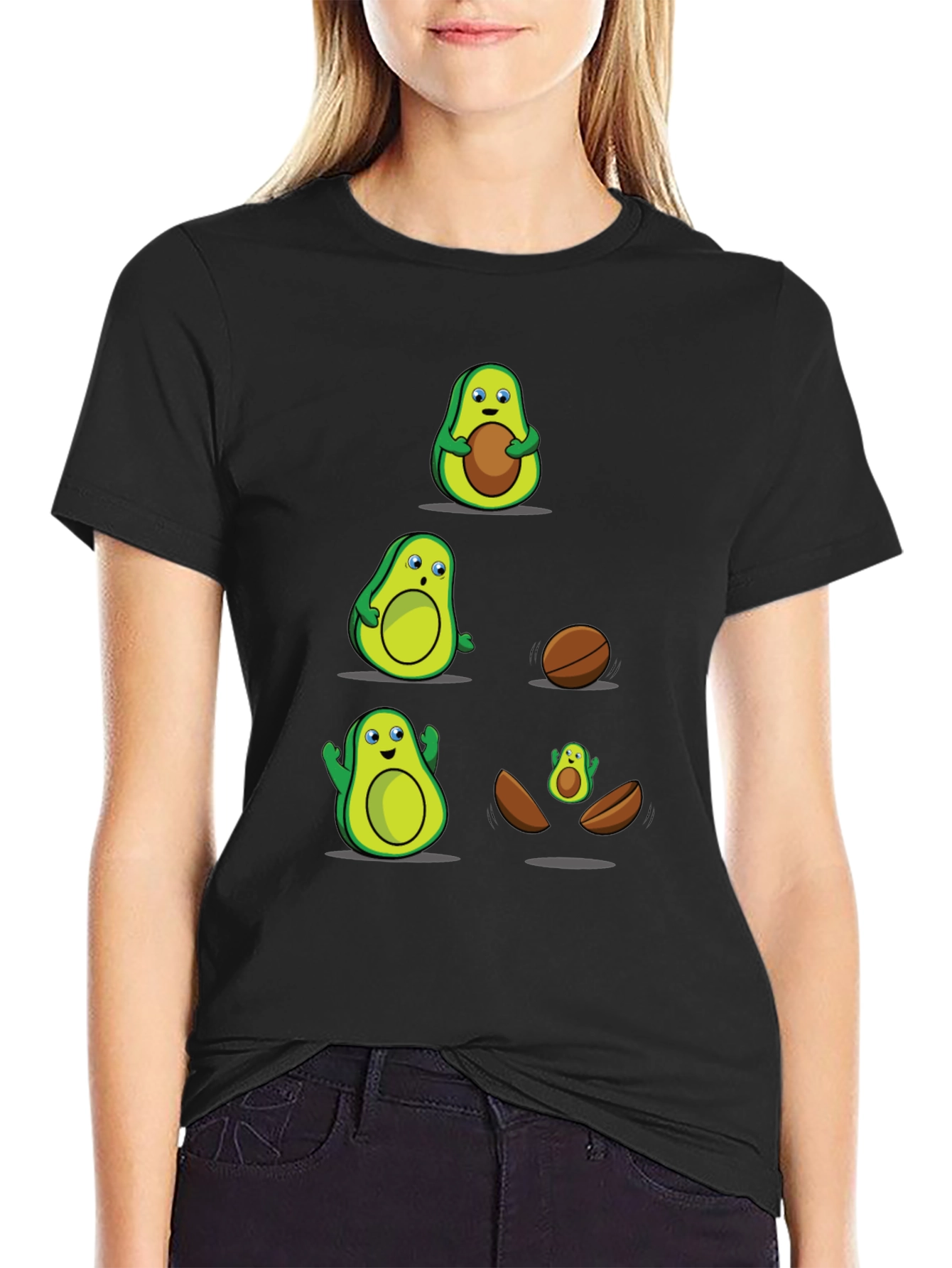 Black Funny Avocado Evolution T-Shirt view 2