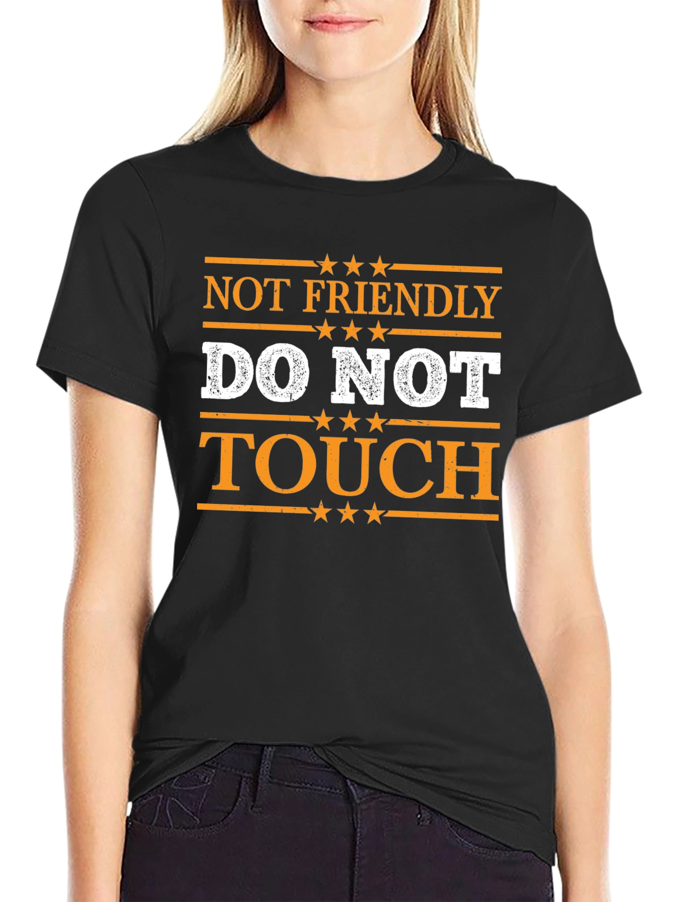 Black Not Friendly Do Not Touch Graphic T-Shirt view 2