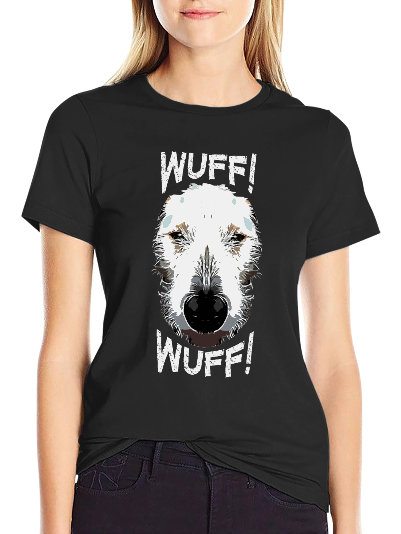 Black WUFF! Dog Graphic Tee - Cute Dog Lover Shirt view 2