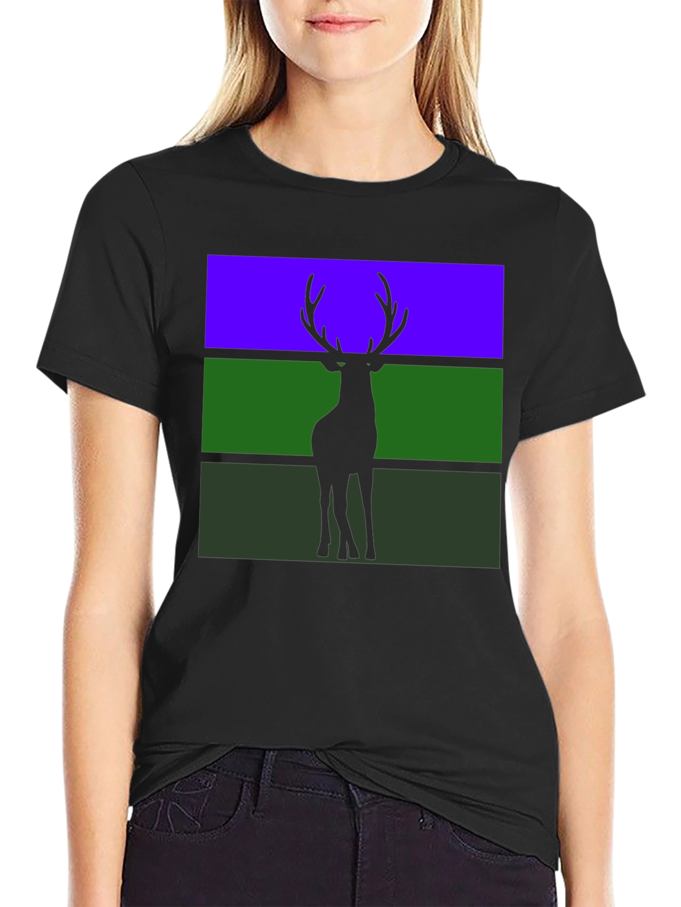 Black Deer Silhouette Graphic Tee view 2