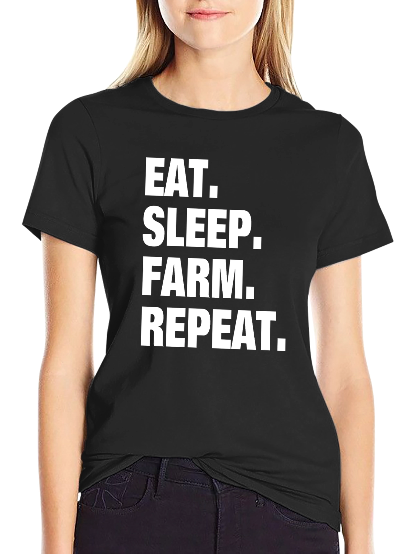 Black Eat Sleep Farm Repeat T-Shirt view 2