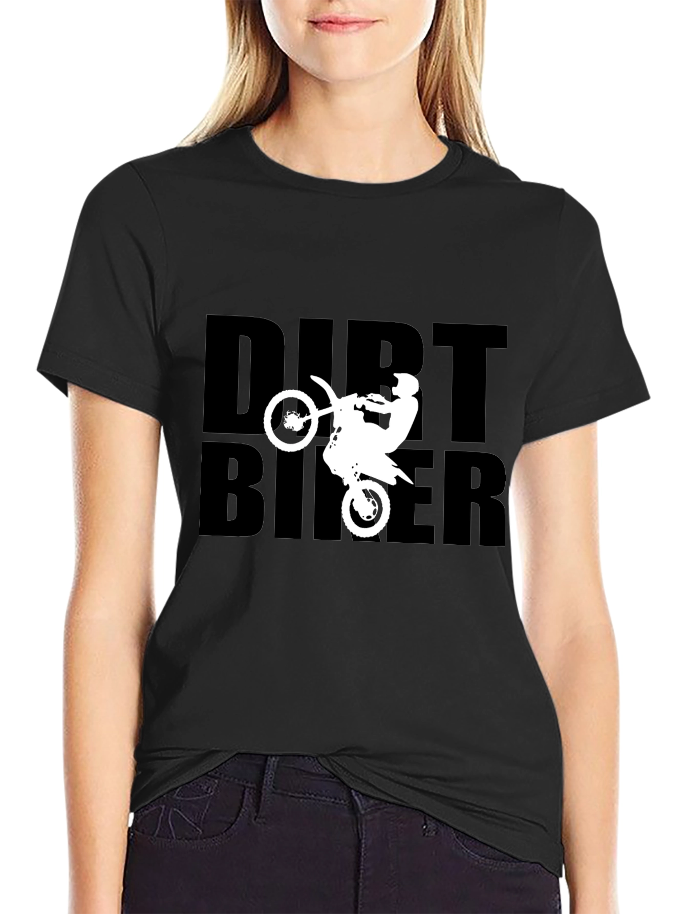 Black Dirt Biker Graphic Tee - Black Cotton T-Shirt view 2